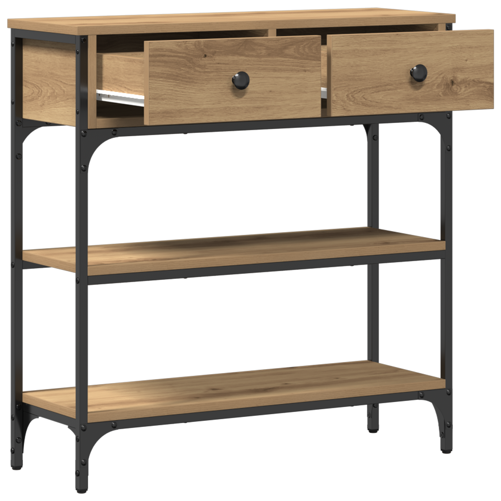 Console Table Artisan Oak 72,5x25x75 cm Engineered Wood & Steel - Image 5