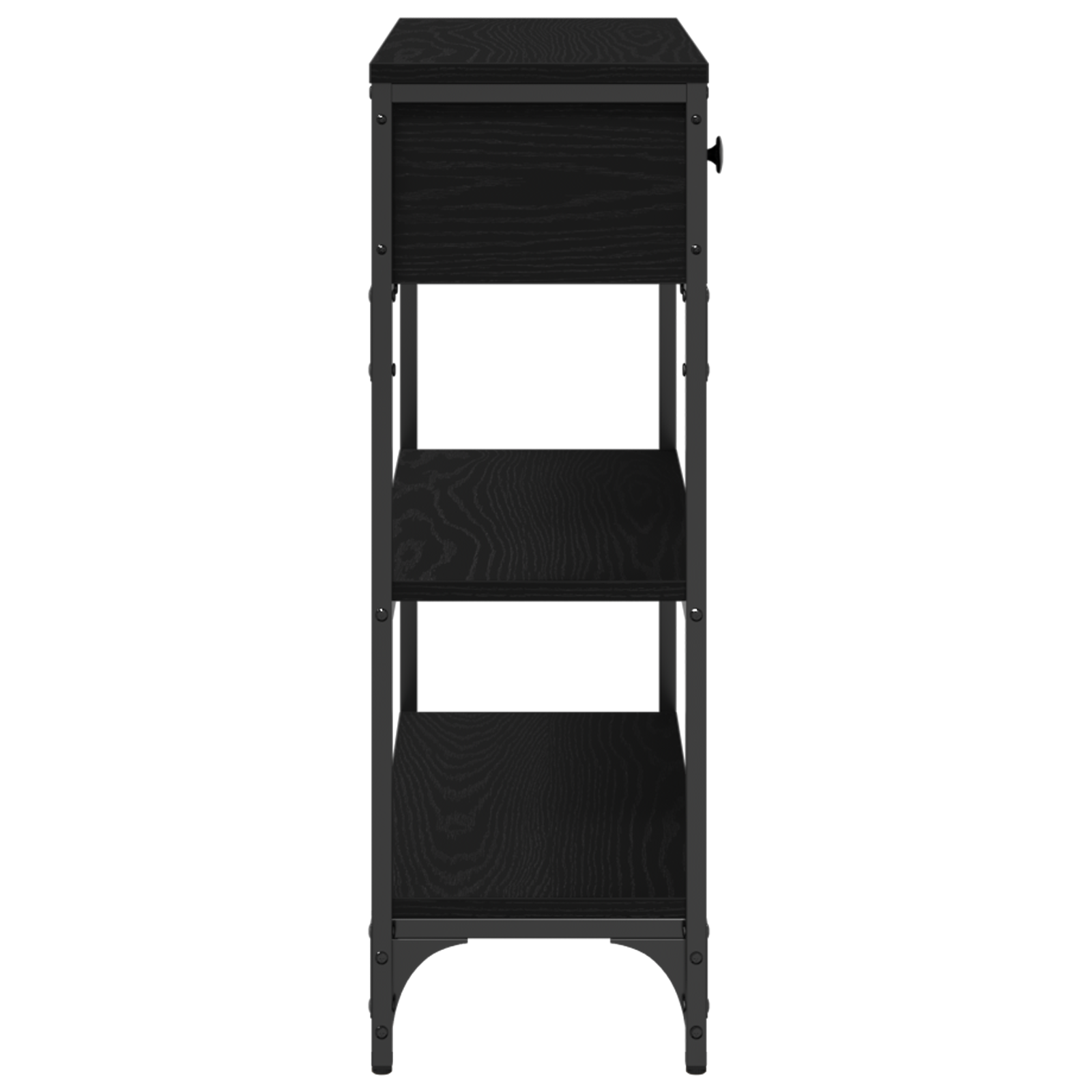 Console Table Black Oak 72,5x25x75 cm Engineered Wood & Steel - Image 7