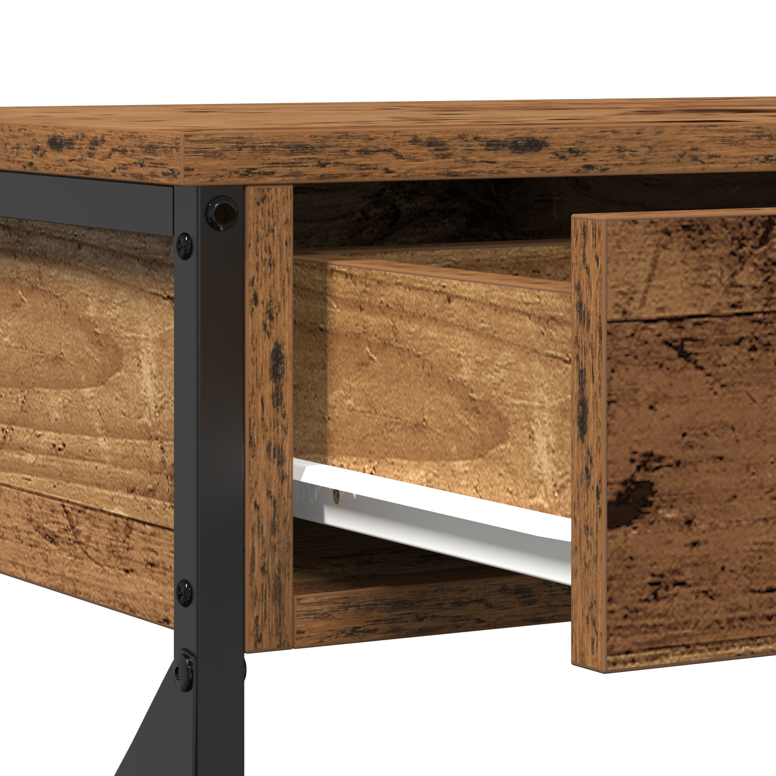 Console Table Old Wood 100x28x75 cm Engineered Wood & Steel - Image 9