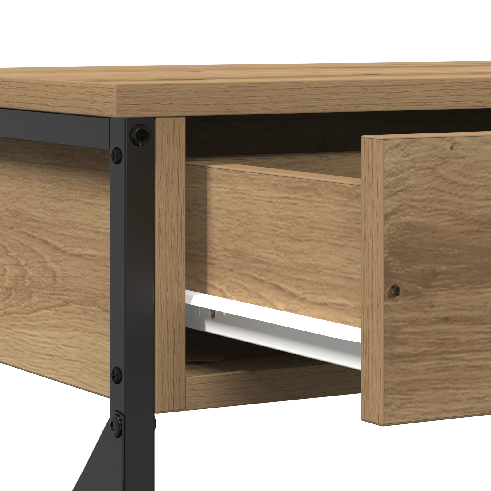Console Table Artisan Oak 100x28x75 cm Engineered Wood & Steel - Image 9