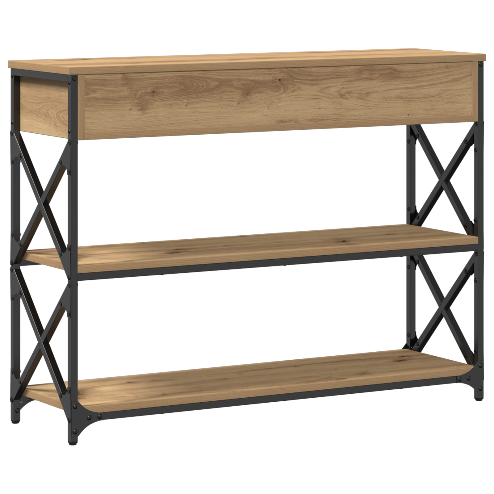 Console Table Artisan Oak 100x28x75 cm Engineered Wood & Steel - Image 8