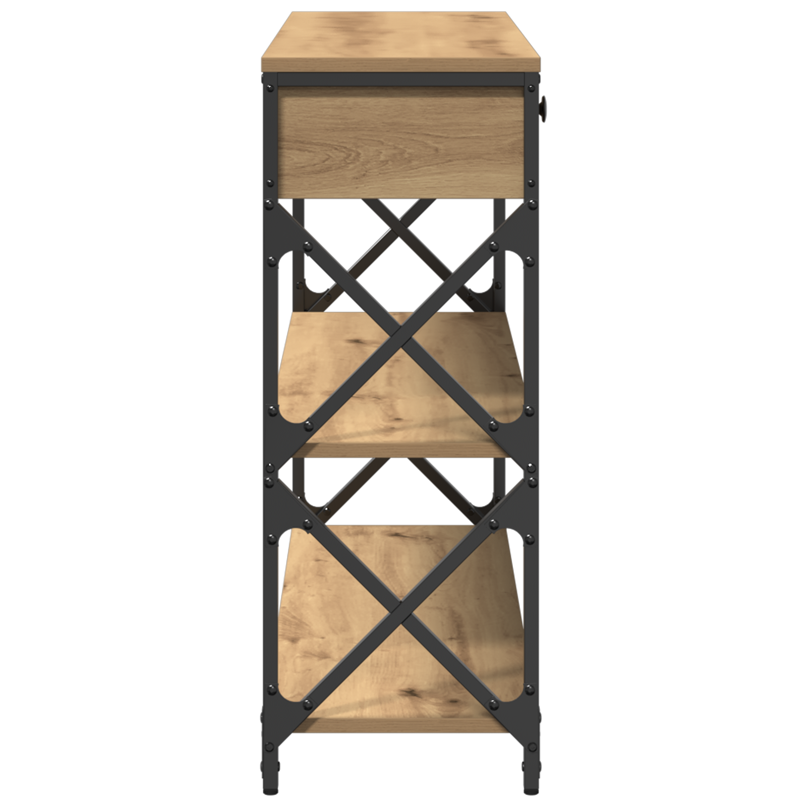 Console Table Artisan Oak 100x28x75 cm Engineered Wood & Steel - Image 7