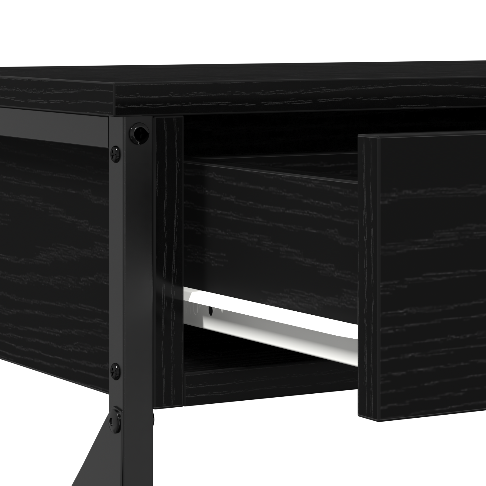 Console Table Black Oak 100x28x75 cm Engineered Wood & Steel - Image 9