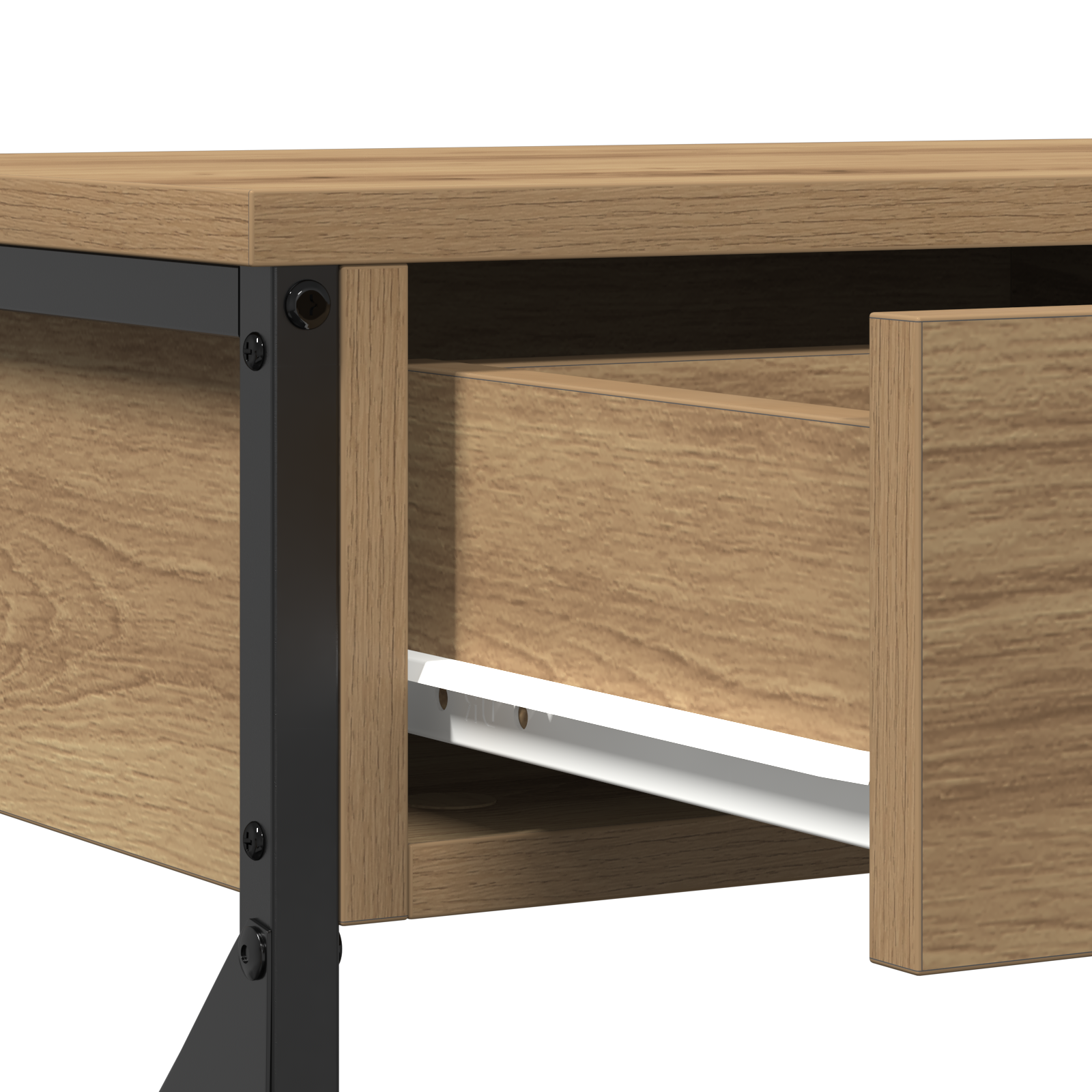 Console Table Artisan Oak 75x28x75 cm Engineered Wood and Steel - Image 8