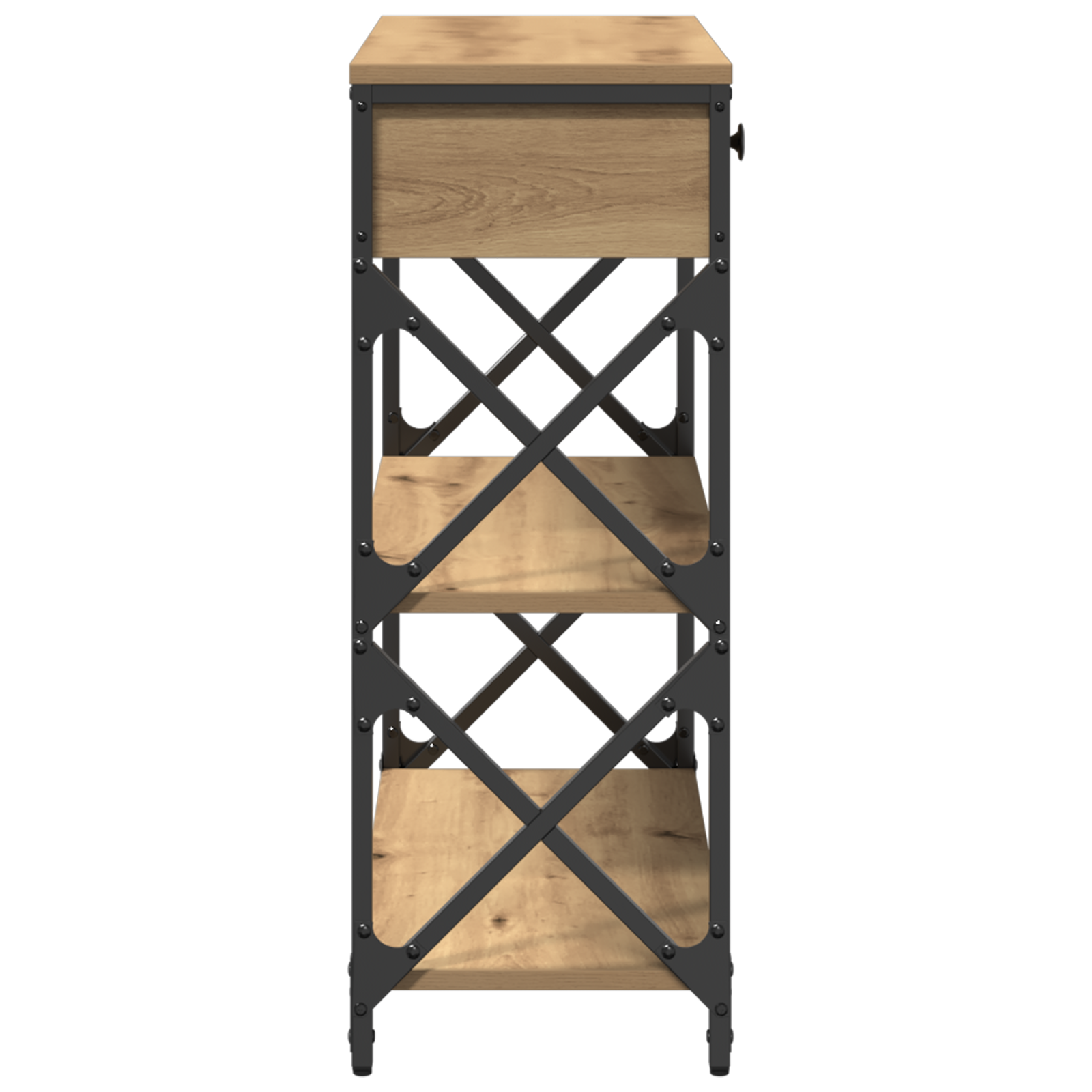 Console Table Artisan Oak 75x28x75 cm Engineered Wood and Steel - Image 6