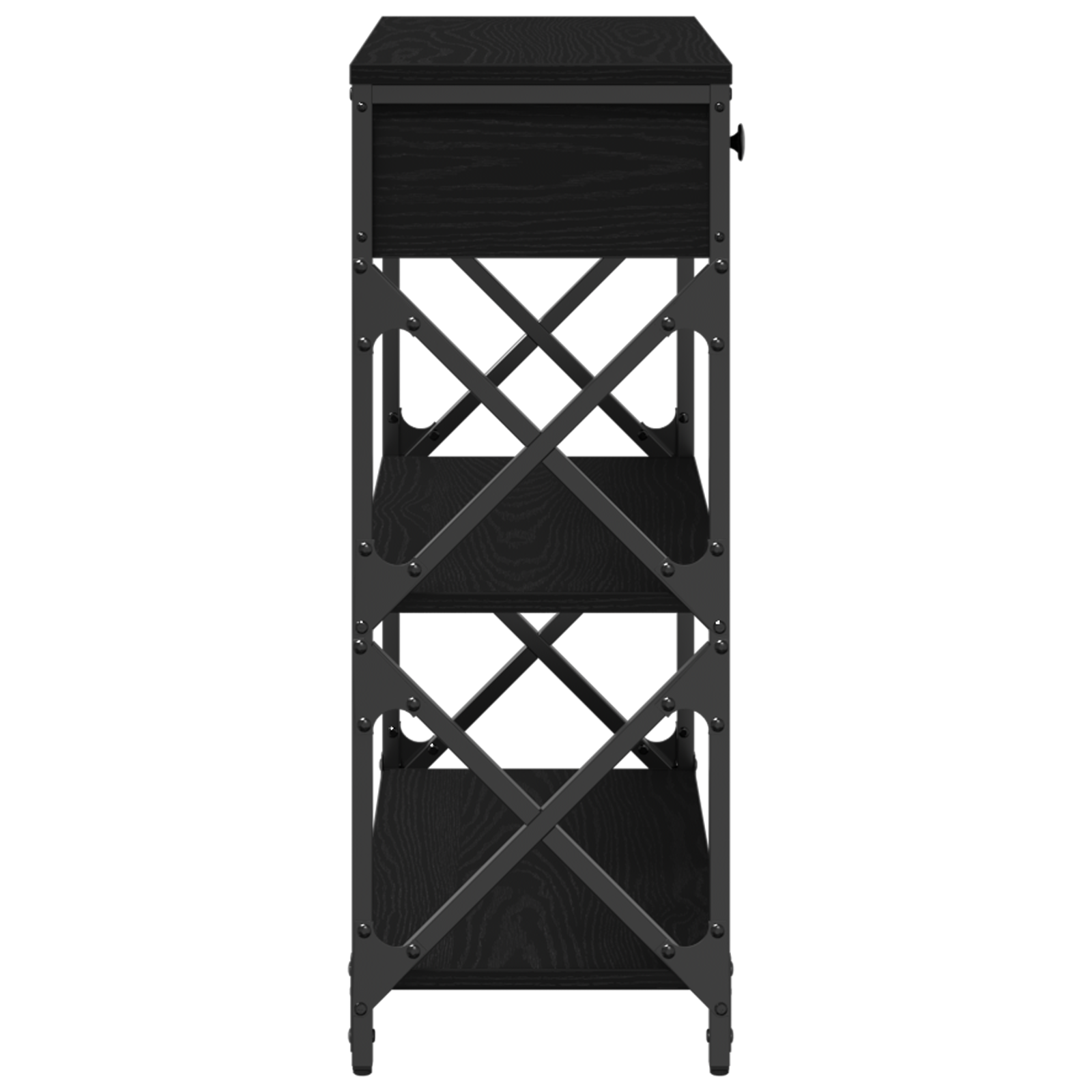 Console Table Black Oak 75x28x75 cm Engineered Wood and Steel - Image 4