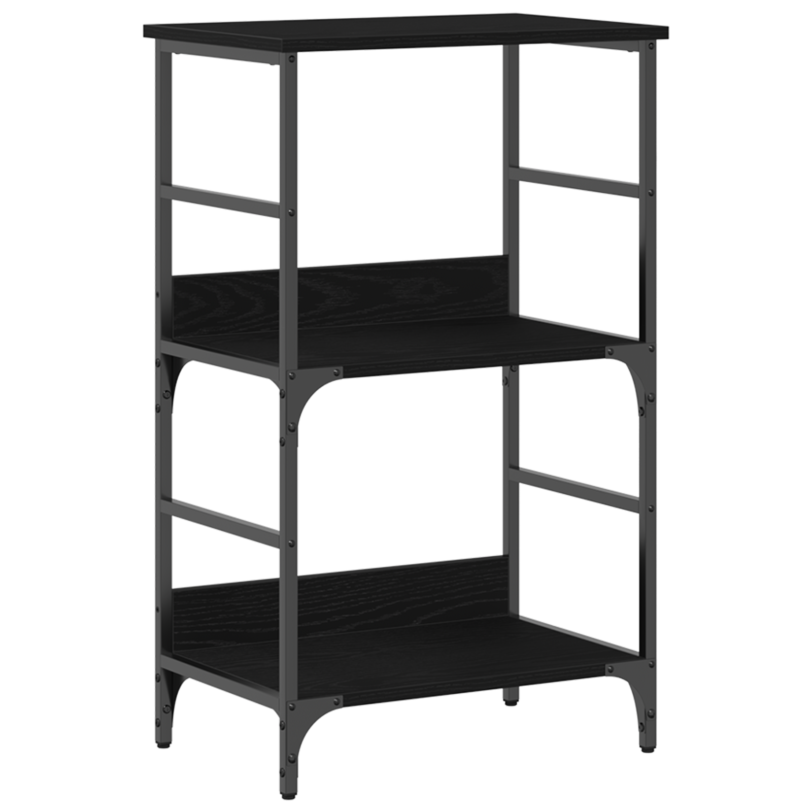 Bookshelf Black Oak 50x33x82 cm Engineered Wood and Steel - Image 2