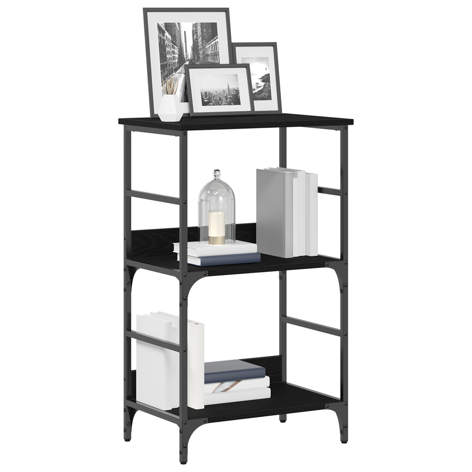 Bookshelf Black Oak 50x33x82 cm Engineered Wood and Steel - Image 3