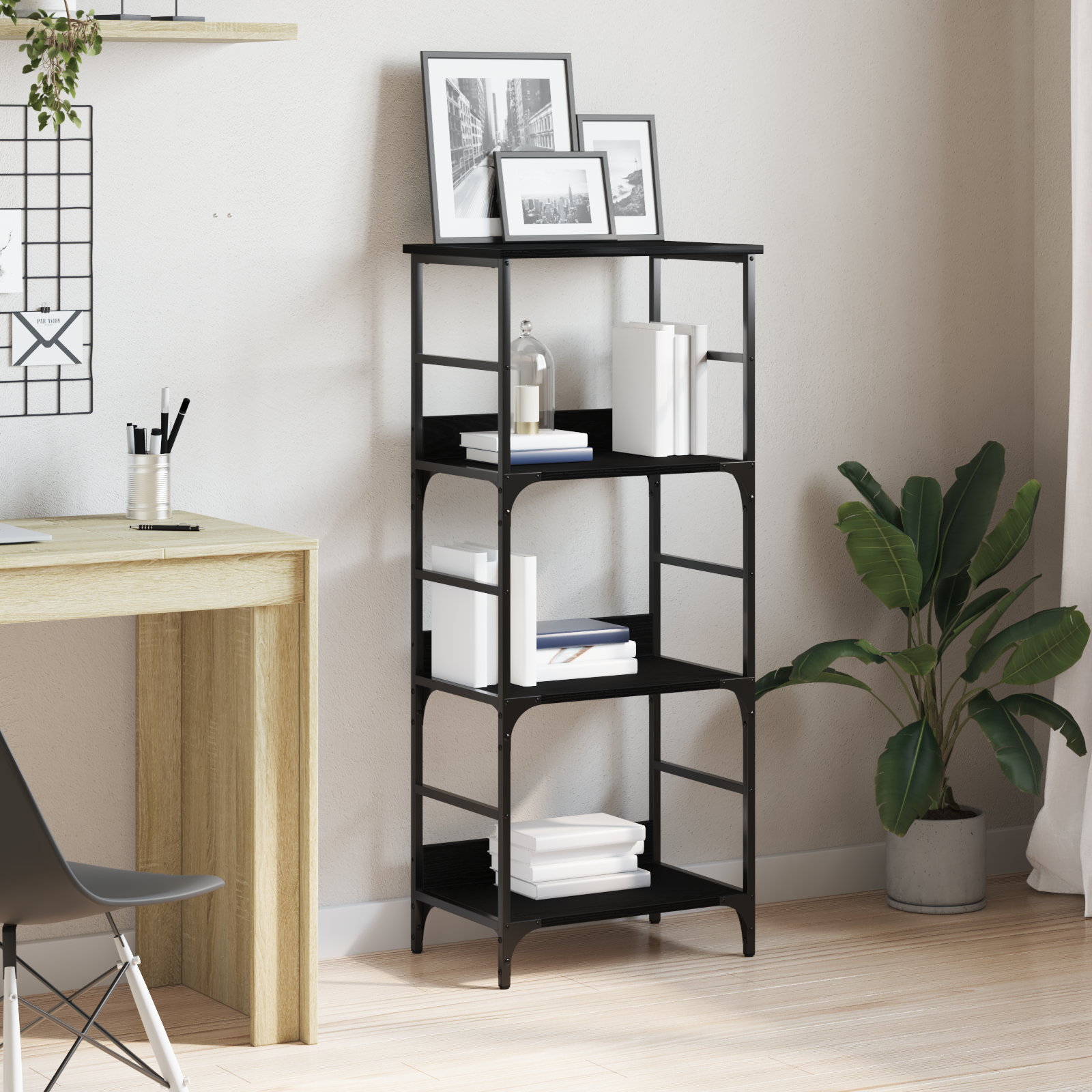 Bookshelf Black Oak 50x33x117,5 cm Engineered Wood and Steel