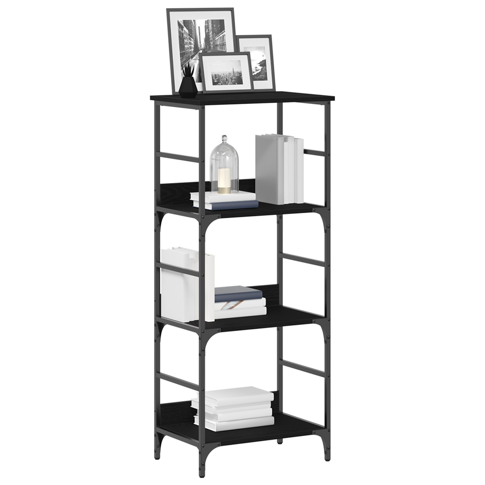 Bookshelf Black Oak 50x33x117,5 cm Engineered Wood and Steel - Image 3