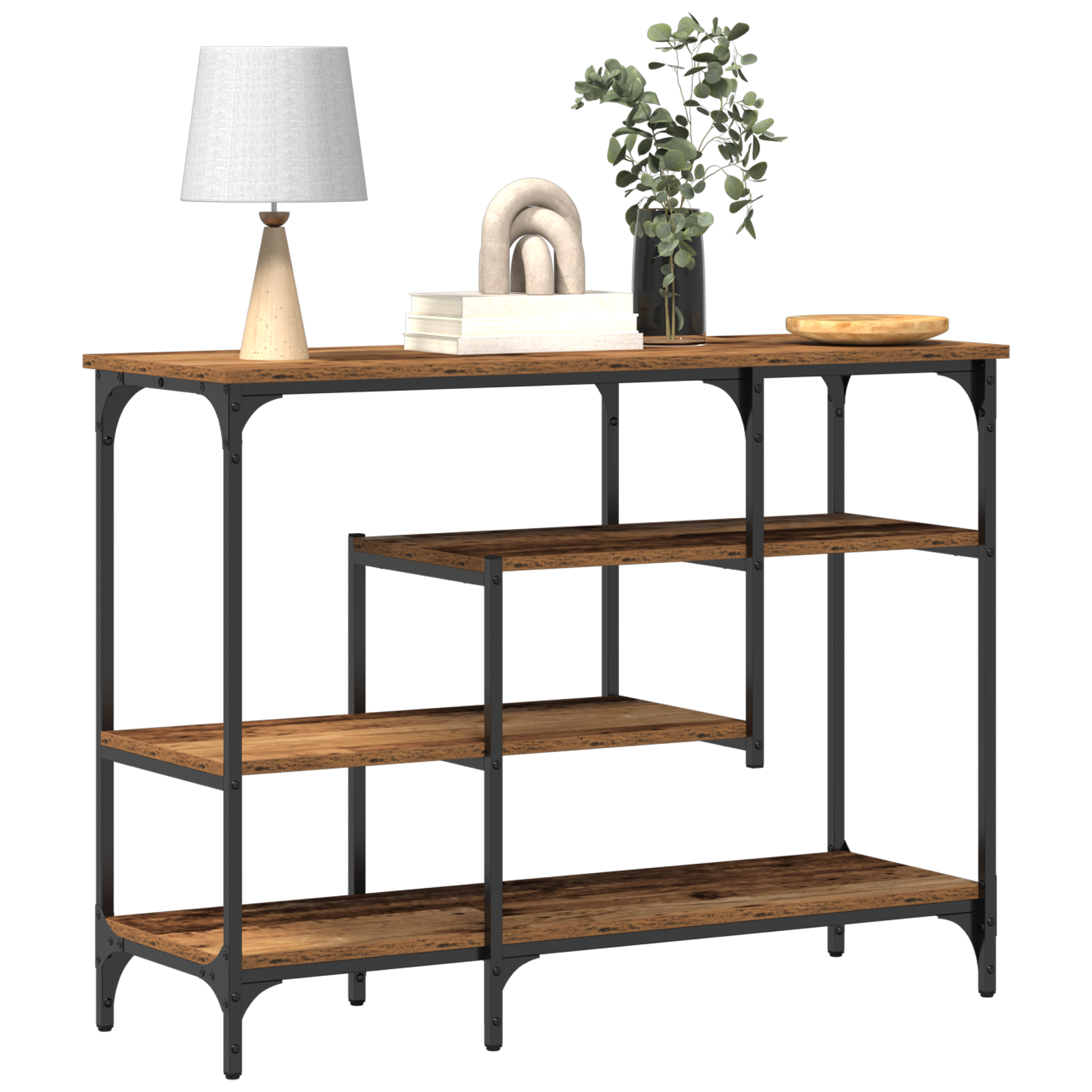 Console Table Old Wood 100x35x75 cm Engineered Wood and Steel - Image 3