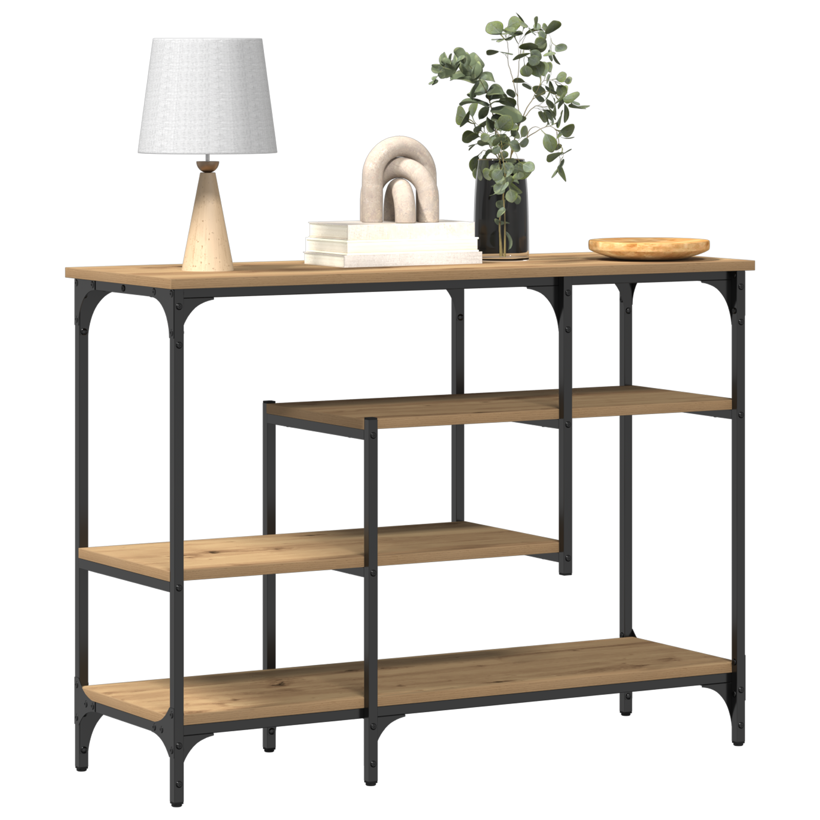 Console Table Artisan Oak 100x35x75 cm Engineered Wood & Steel - Image 3
