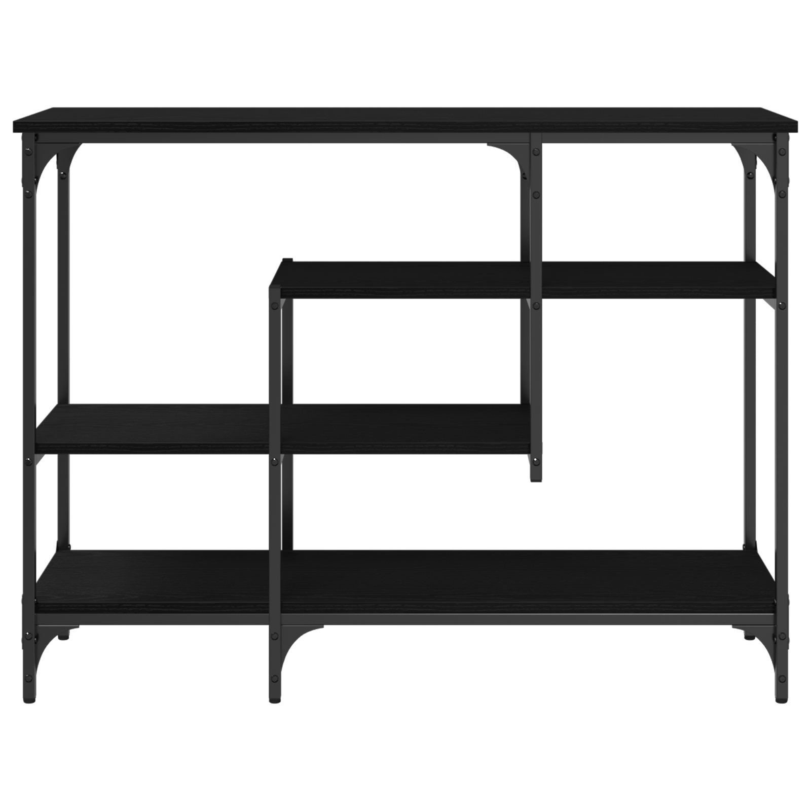 Console Table Black Oak 100x35x75 cm Engineered Wood and Steel - Image 5