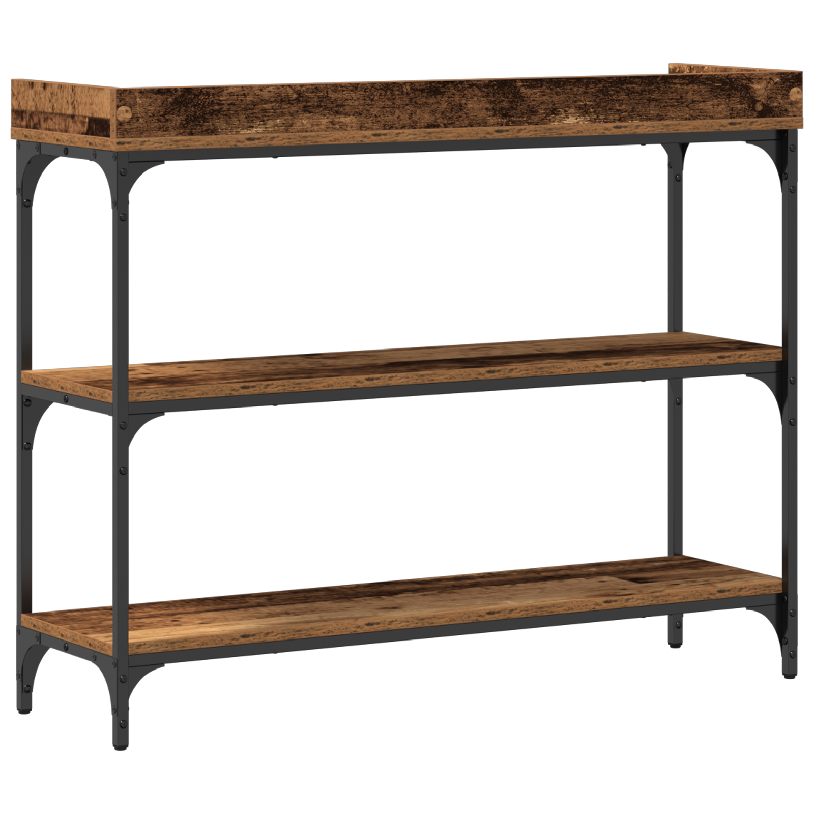 Console Table Old Wood 100x30x80 cm Engineered Wood and Steel - Image 7
