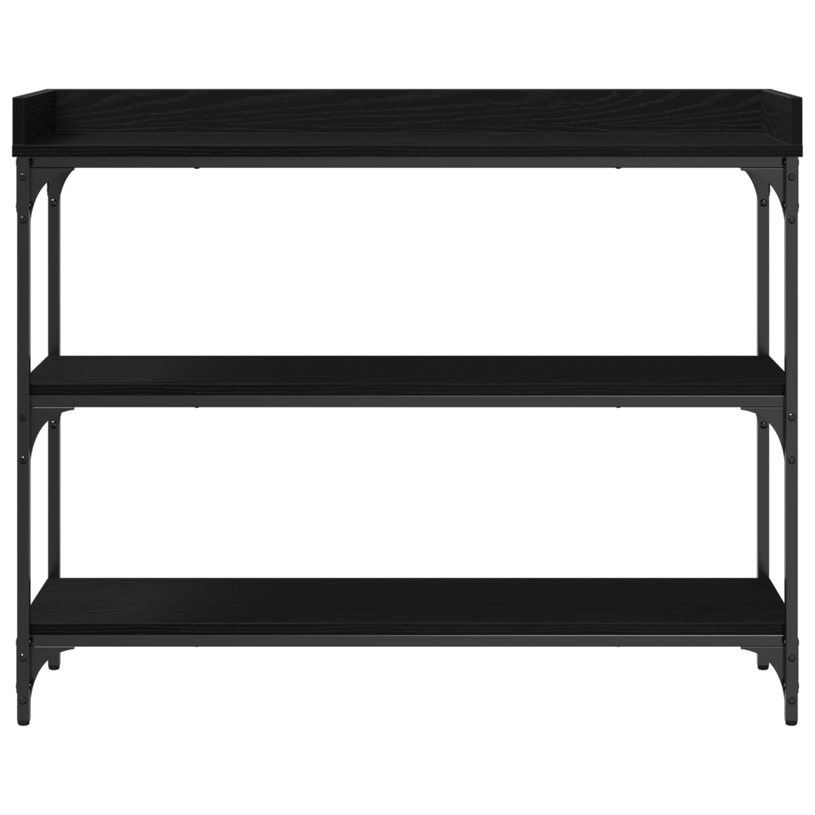 Console Table Black Oak 100x30x80 cm Engineered Wood and Steel - Image 5