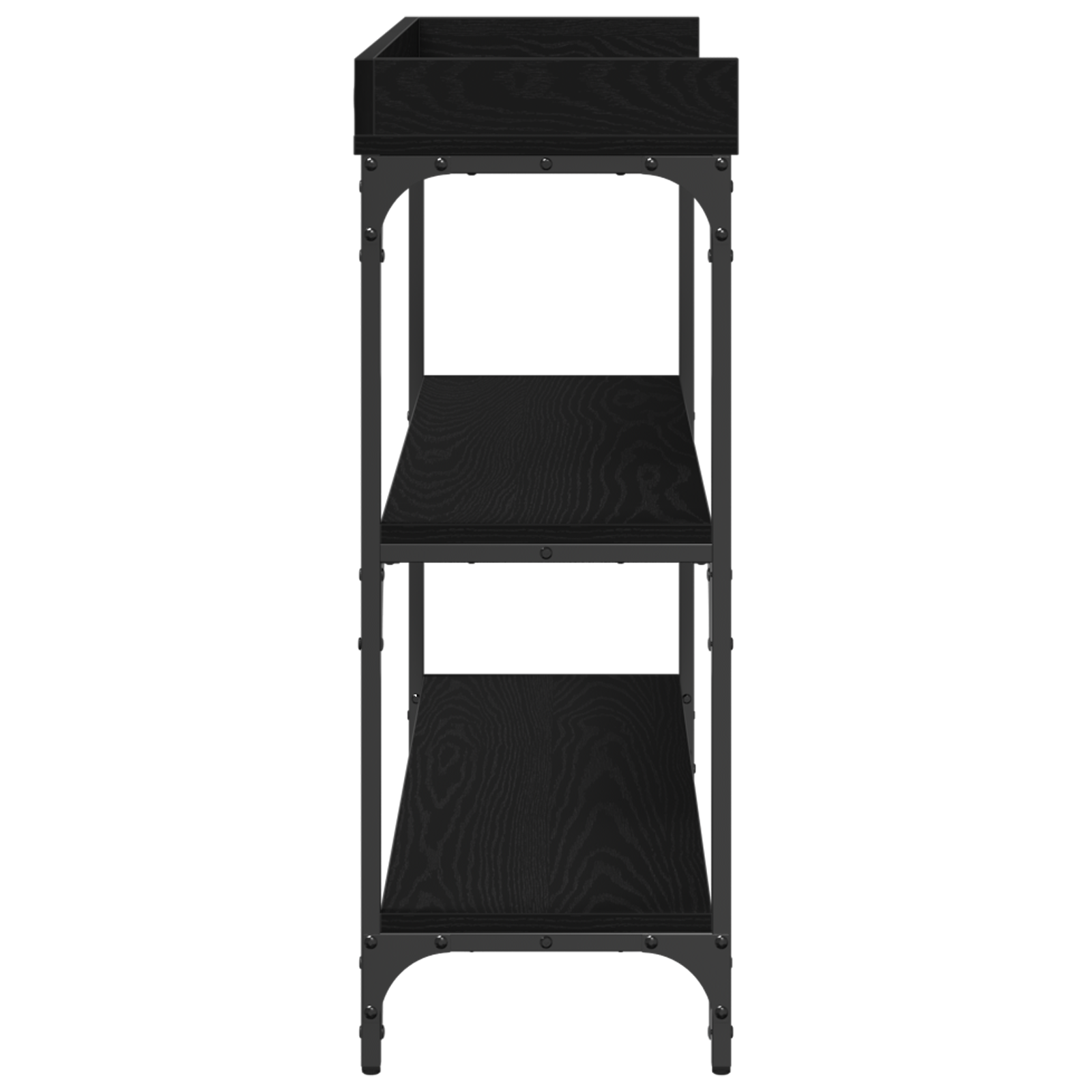 Console Table Black Oak 100x30x80 cm Engineered Wood and Steel - Image 6