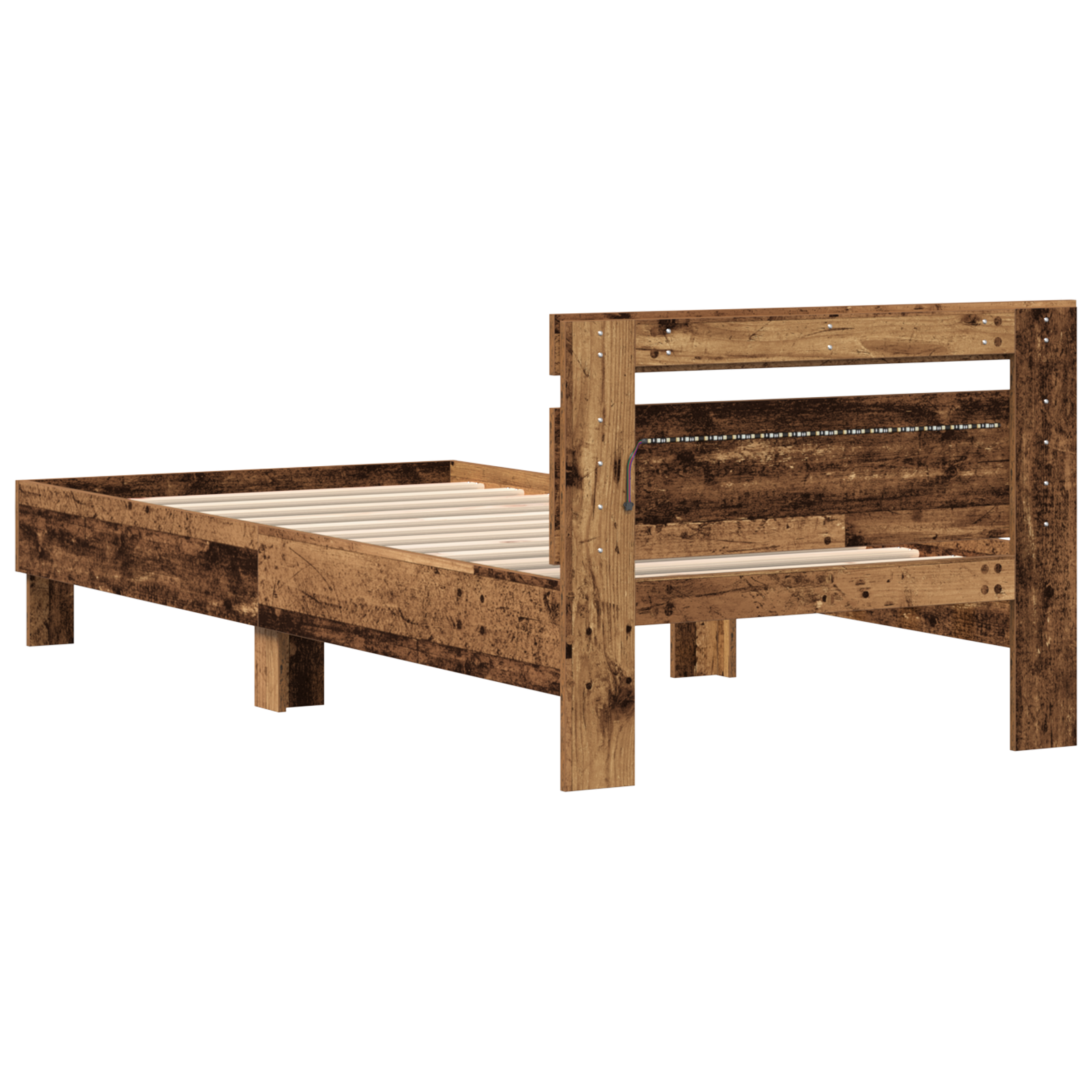 Bed Frame without Mattress with LED Lights Old Wood 100x200 cm - Image 8
