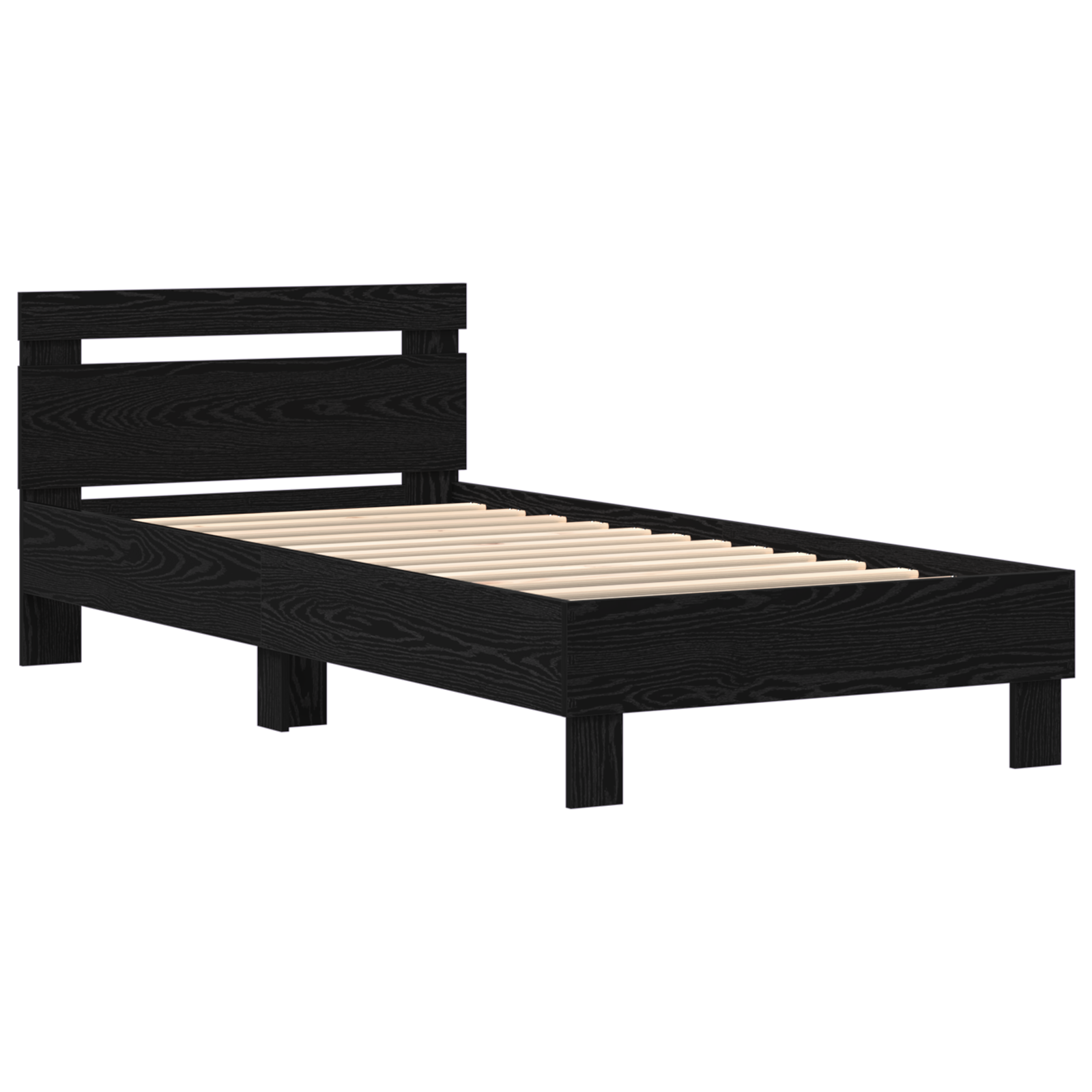 Bed Frame with LED Lights Black Oak 100x200 cm Engineered Wood - Image 5