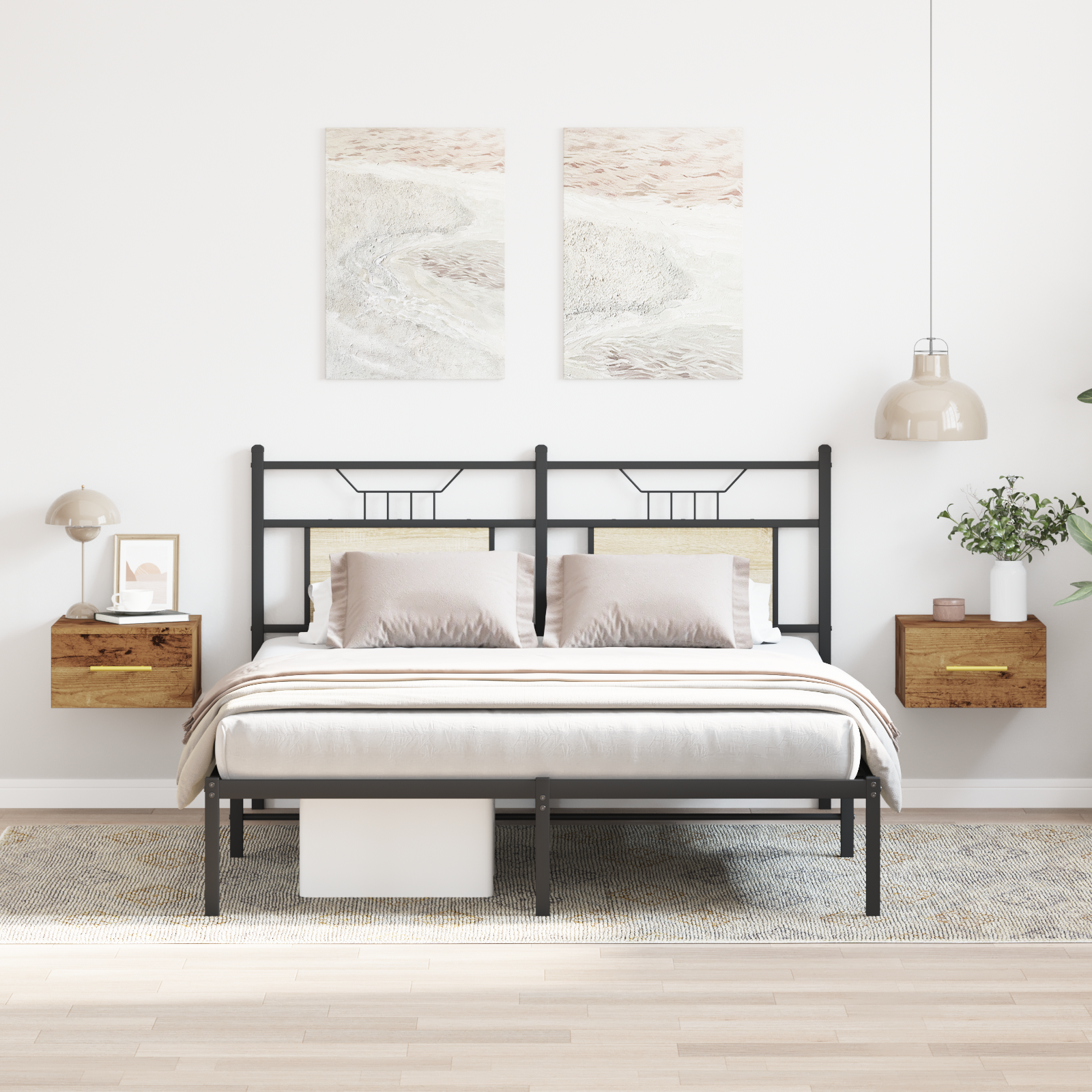 Bedside Cabinets 2 pcs Wall-Mounted Old Wood 35x35x20 cm - Image 4