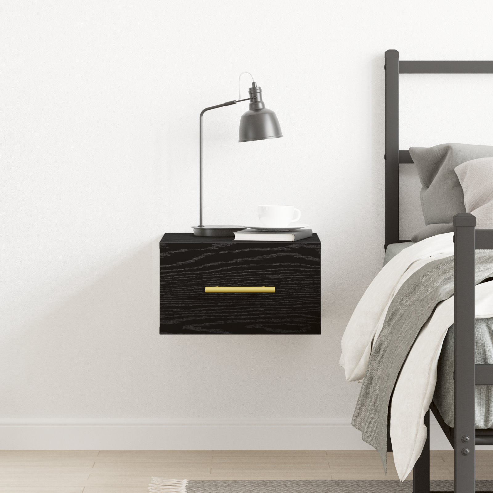 Bedside Cabinet Wall-Mounted Black Oak 35x35x20 cm - Image 4