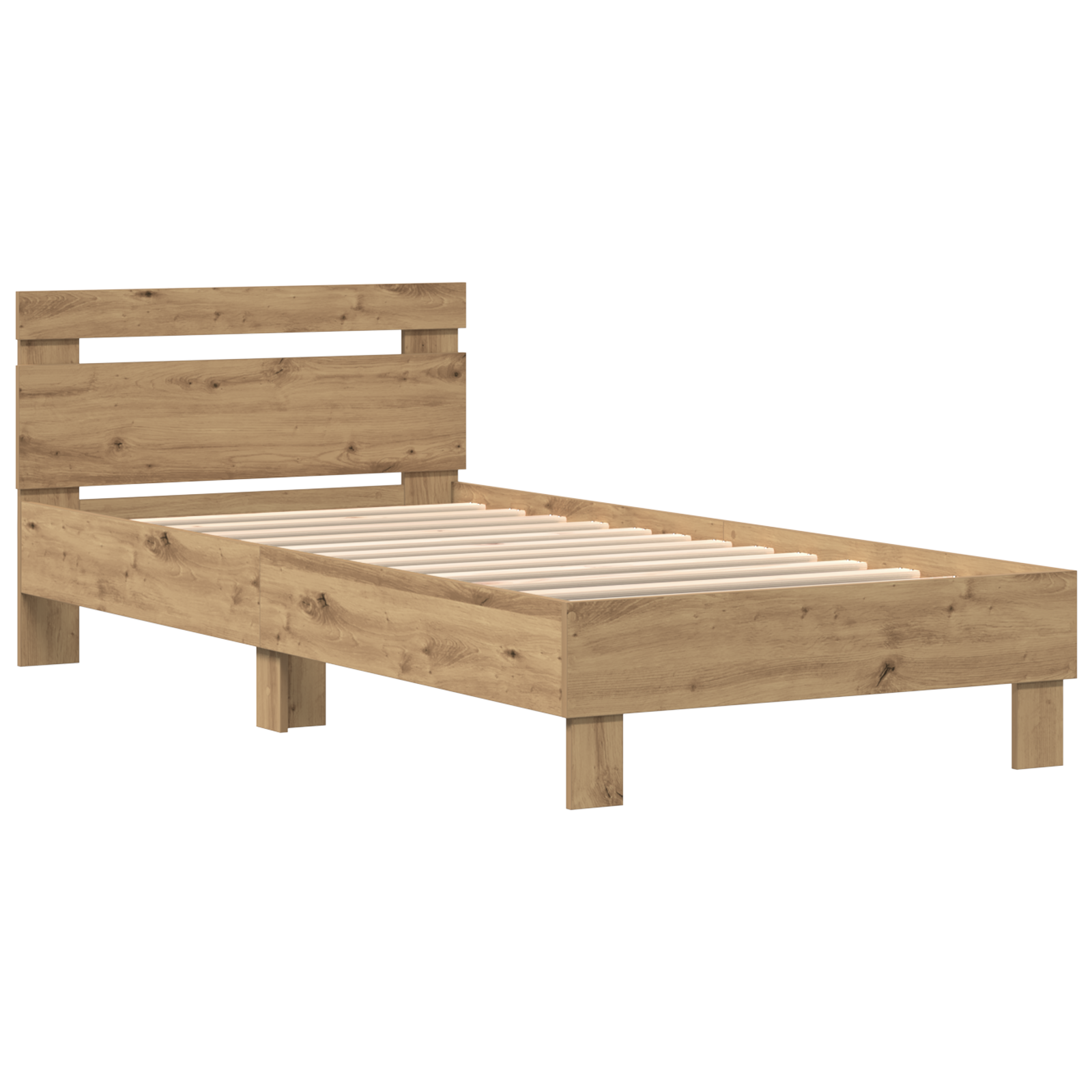 Bed Frame with LED Lights Artisan Oak 90x200 cm Engineered Wood - Image 5