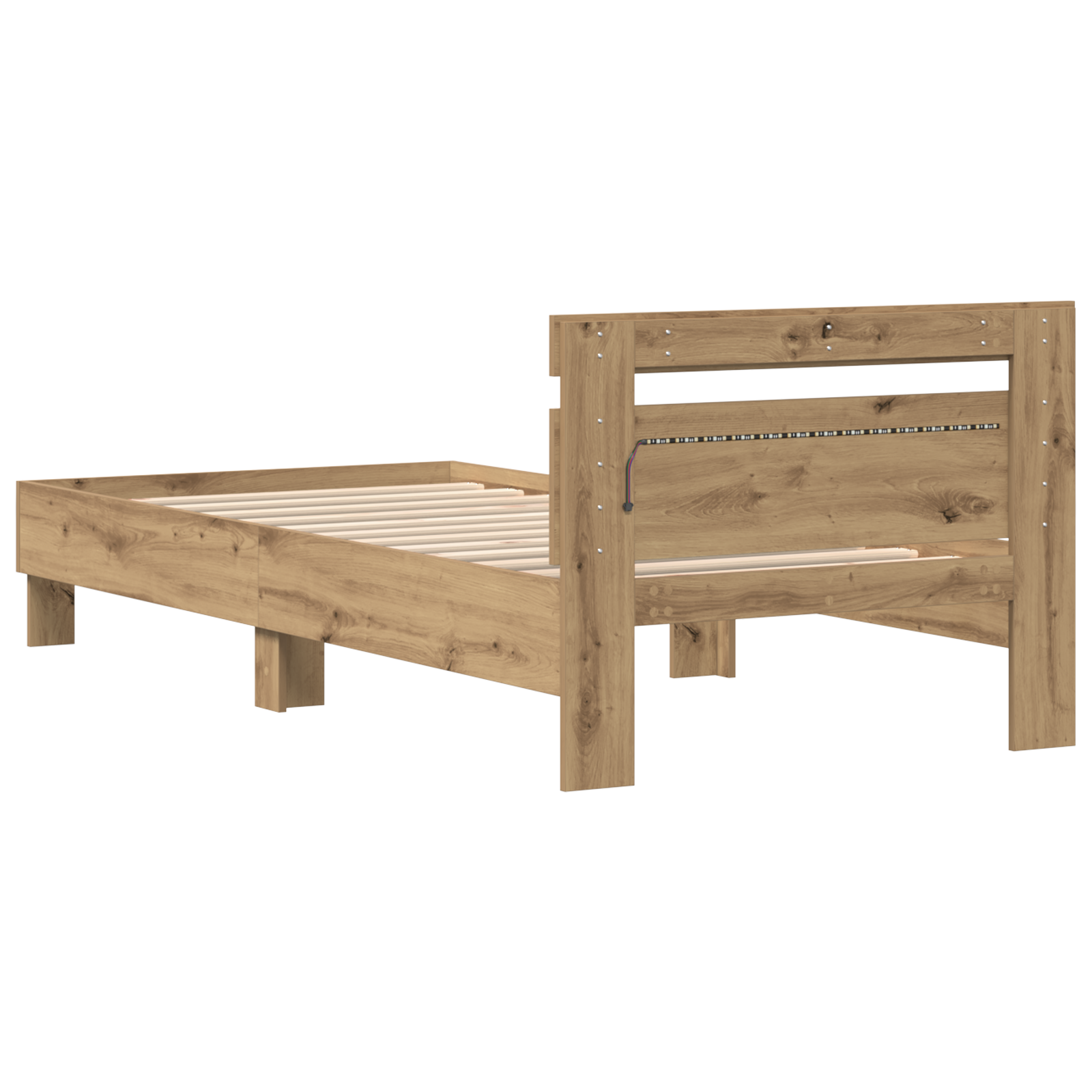 Bed Frame with LED Lights Artisan Oak 90x200 cm Engineered Wood - Image 8