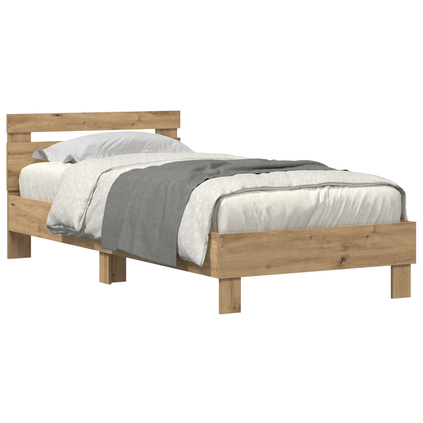 Bed Frame with LED Lights Artisan Oak 90x200 cm Engineered Wood - Image 2