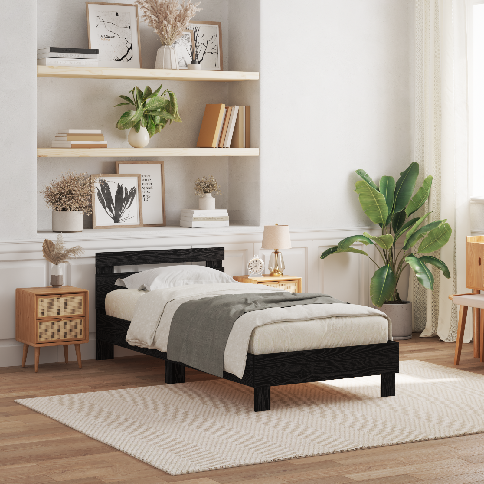 Bed Frame with Headboard and LED Bed Base Bedstead Matress Foundation vidaXL - Picture 37 of 84