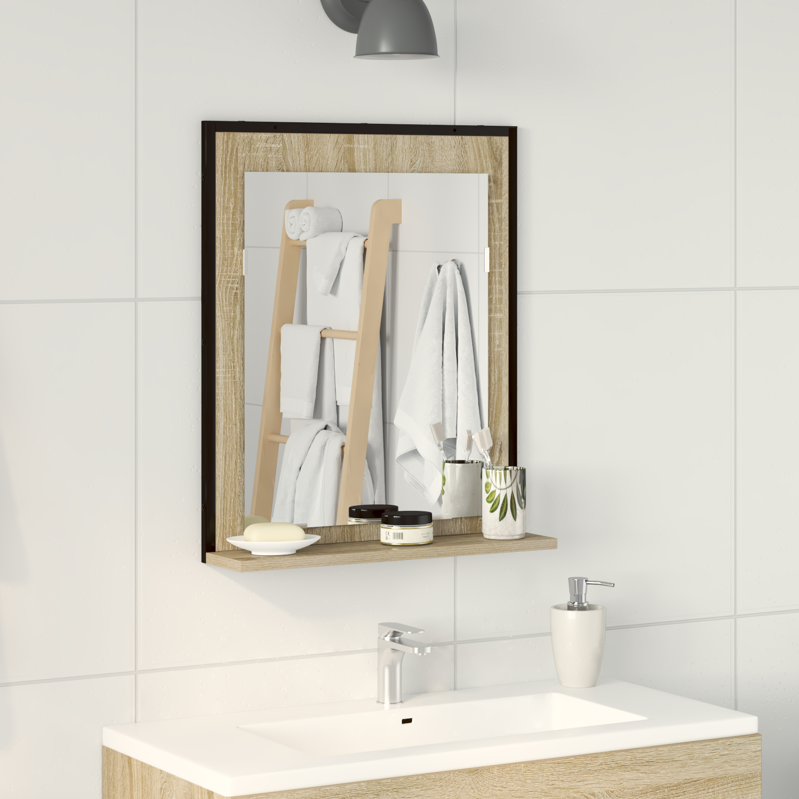 Bathroom Mirror with Shelf Sonoma Oak 50x12x60 cm Engineered Wood