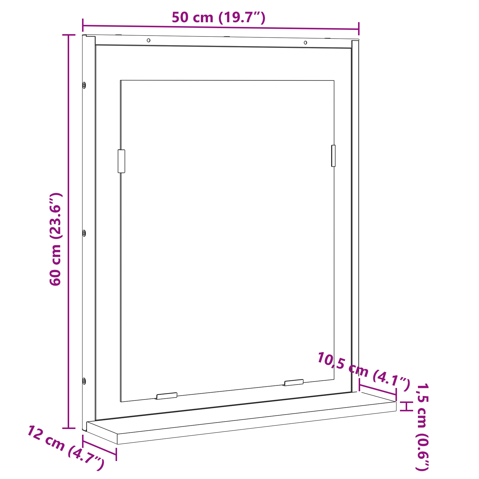 Bathroom Mirror with Shelf Sonoma Oak 50x12x60 cm Engineered Wood - Image 9