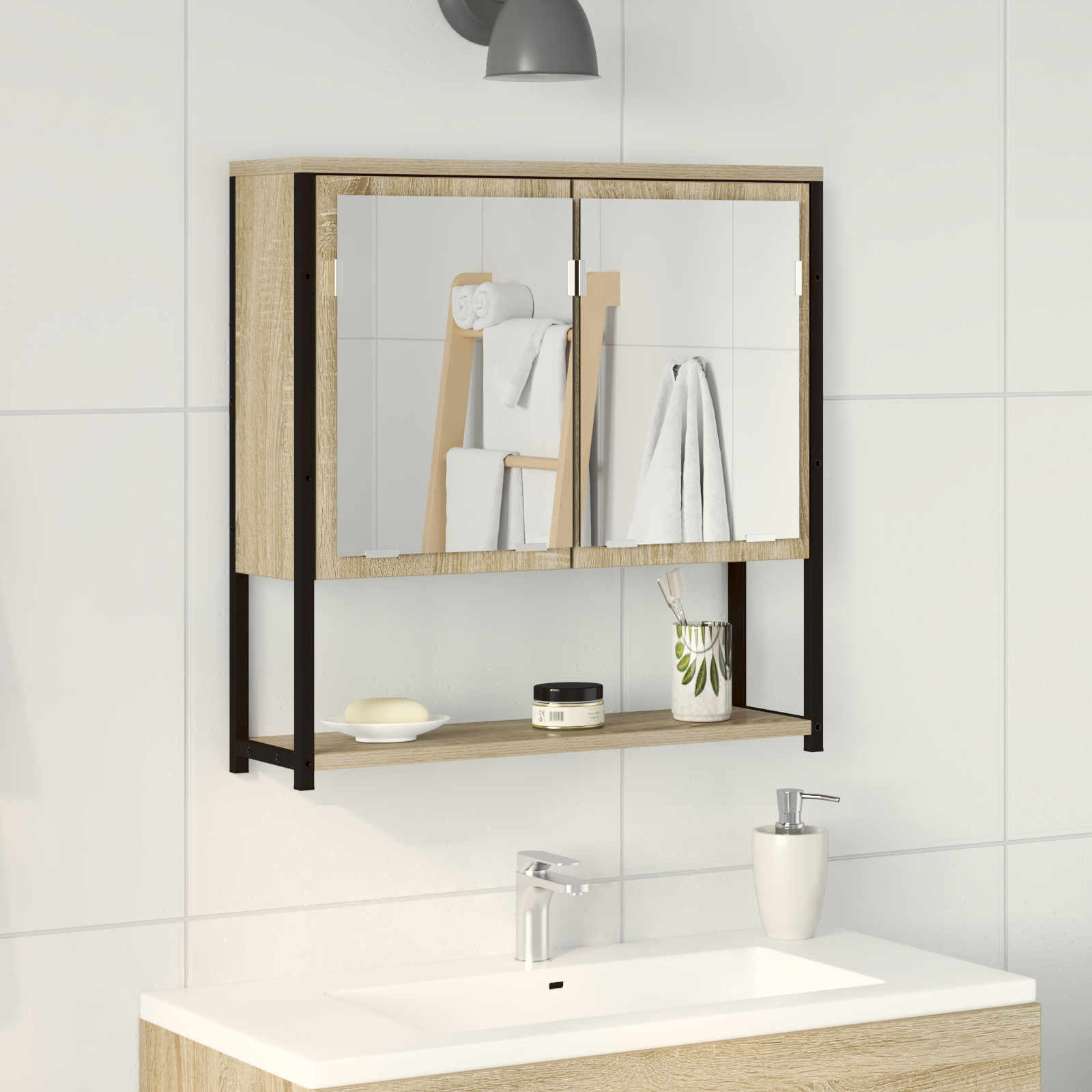 Bathroom Mirror Cabinet Sonoma Oak 60x16x60 cm Engineered Wood