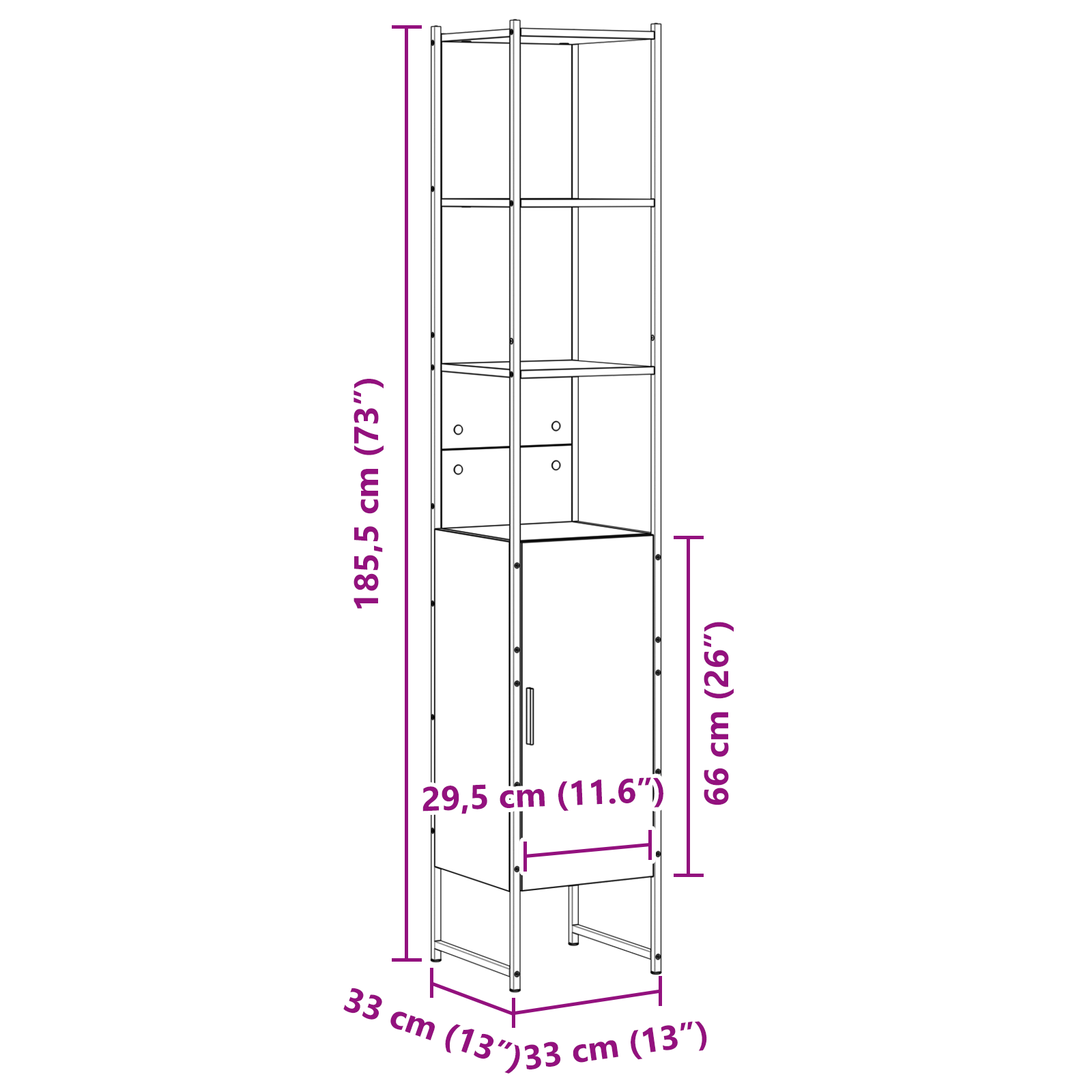 Bathroom Cabinet Sonoma Oak 33x33x185,5 cm Engineered Wood - Image 9