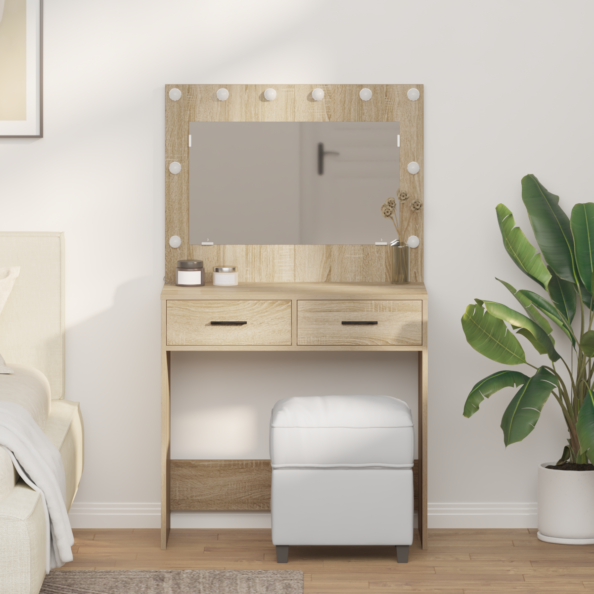 Thumbnail - vidaXL Schminktisch Sonoma Eiche 78,5 x 41 x 135 cm Holzwerkstoff