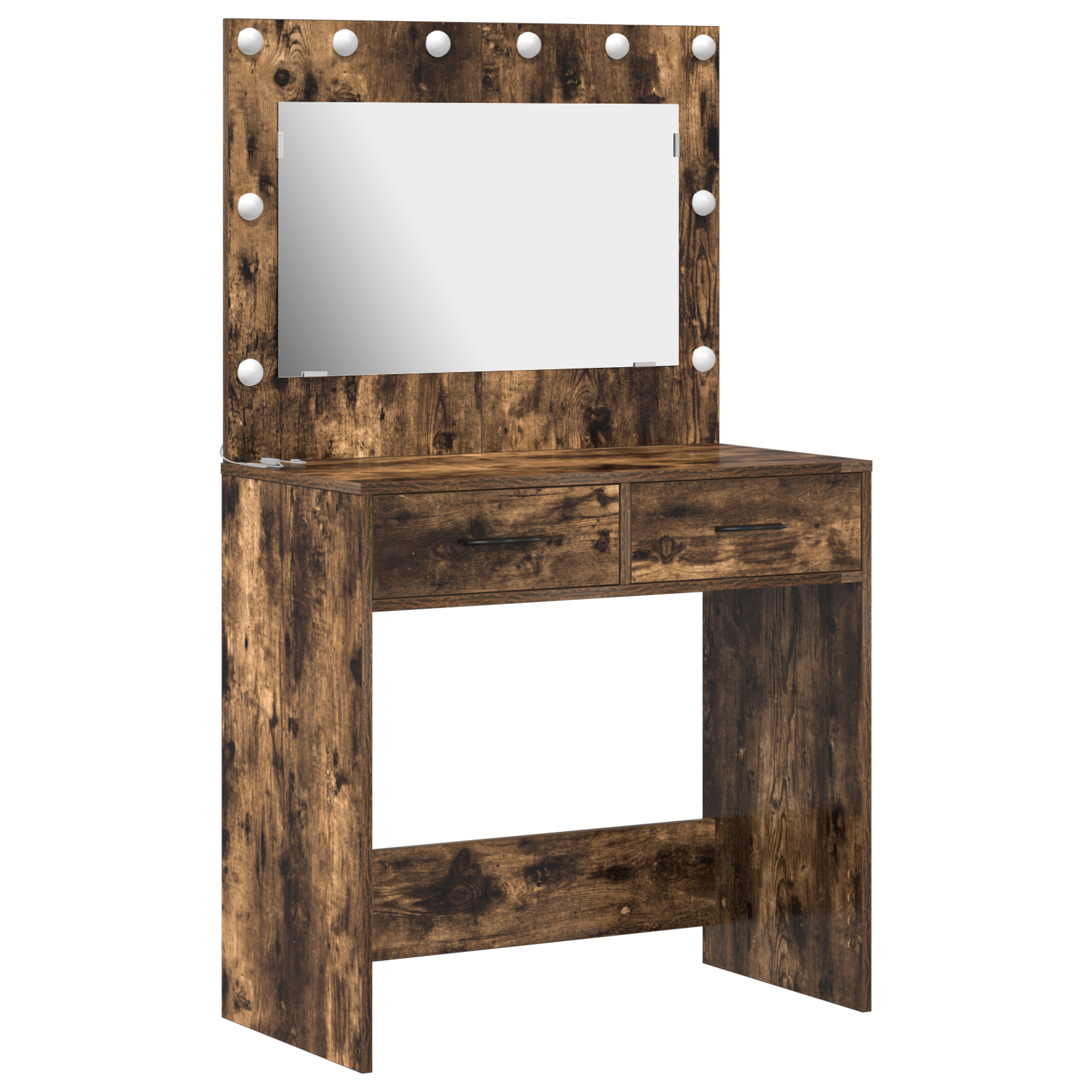 Dressing Table with LED Lights Smoked Oak 78.5x41x135 cm - Image 2