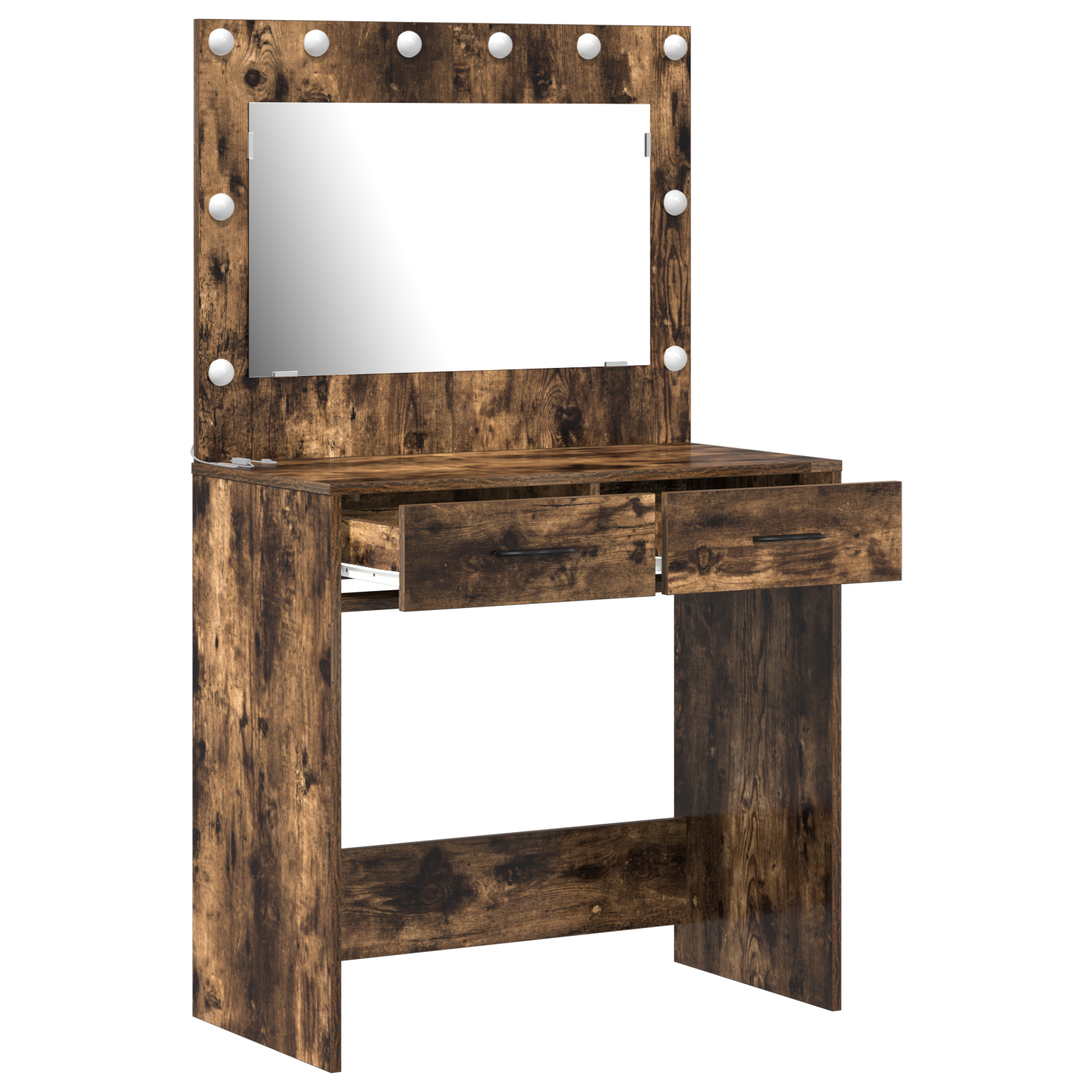 Dressing Table with LED Lights Smoked Oak 78.5x41x135 cm - Image 4