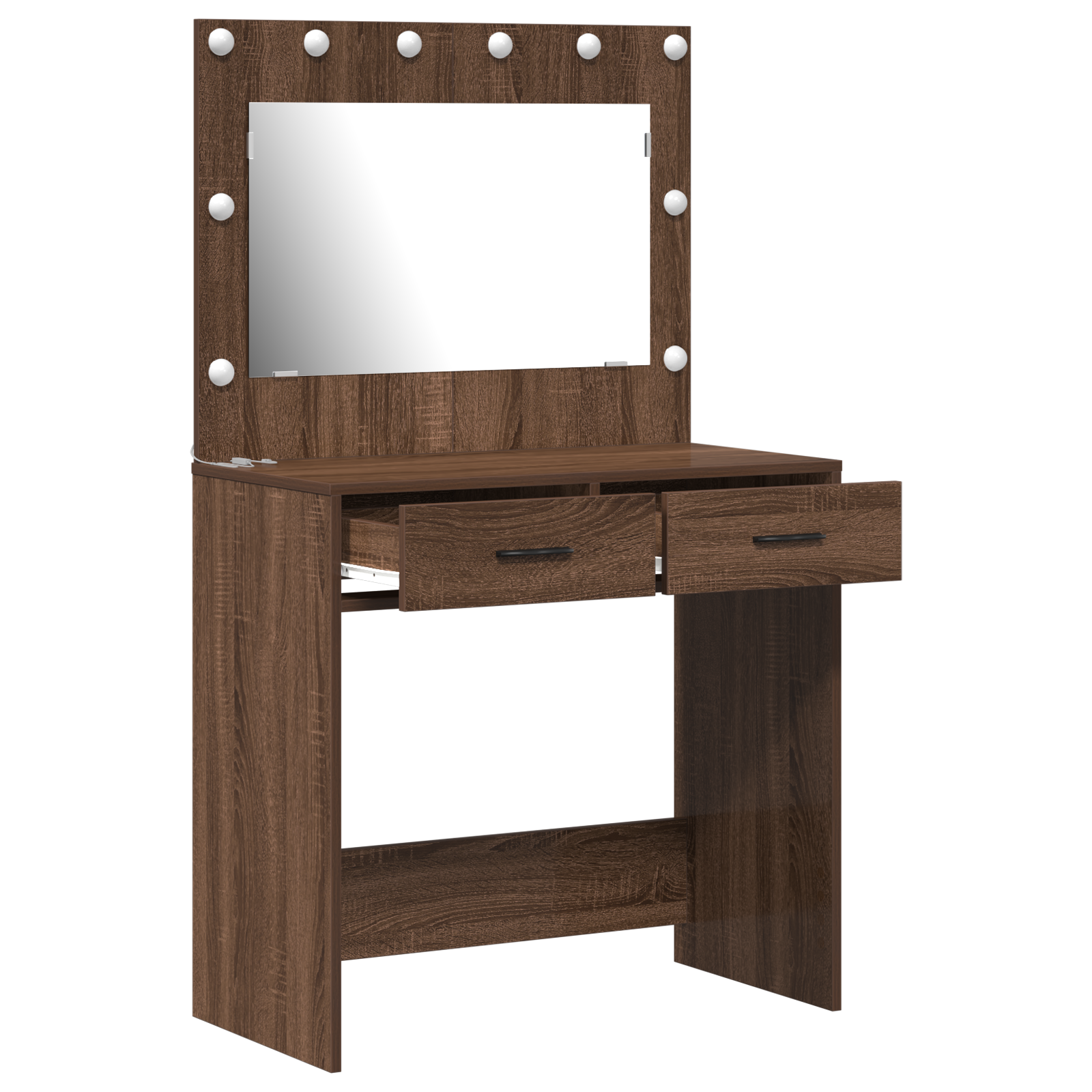 Dressing Table with LED Lights Brown Oak 78,5x41x135 cm - Image 4