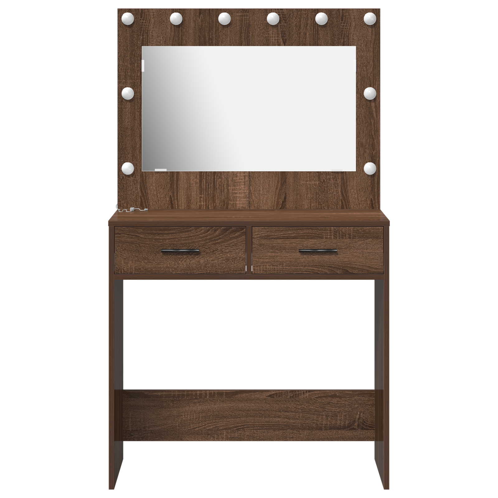 Dressing Table with LED Lights Brown Oak 78,5x41x135 cm - Image 5