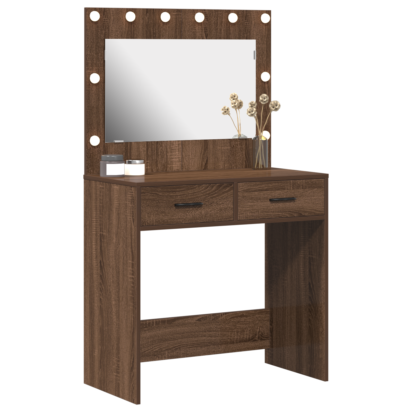 Thumbnail - vidaXL Schminktisch Braune Eiche 78,5 x 41 x 135 cm Holzwerkstoff