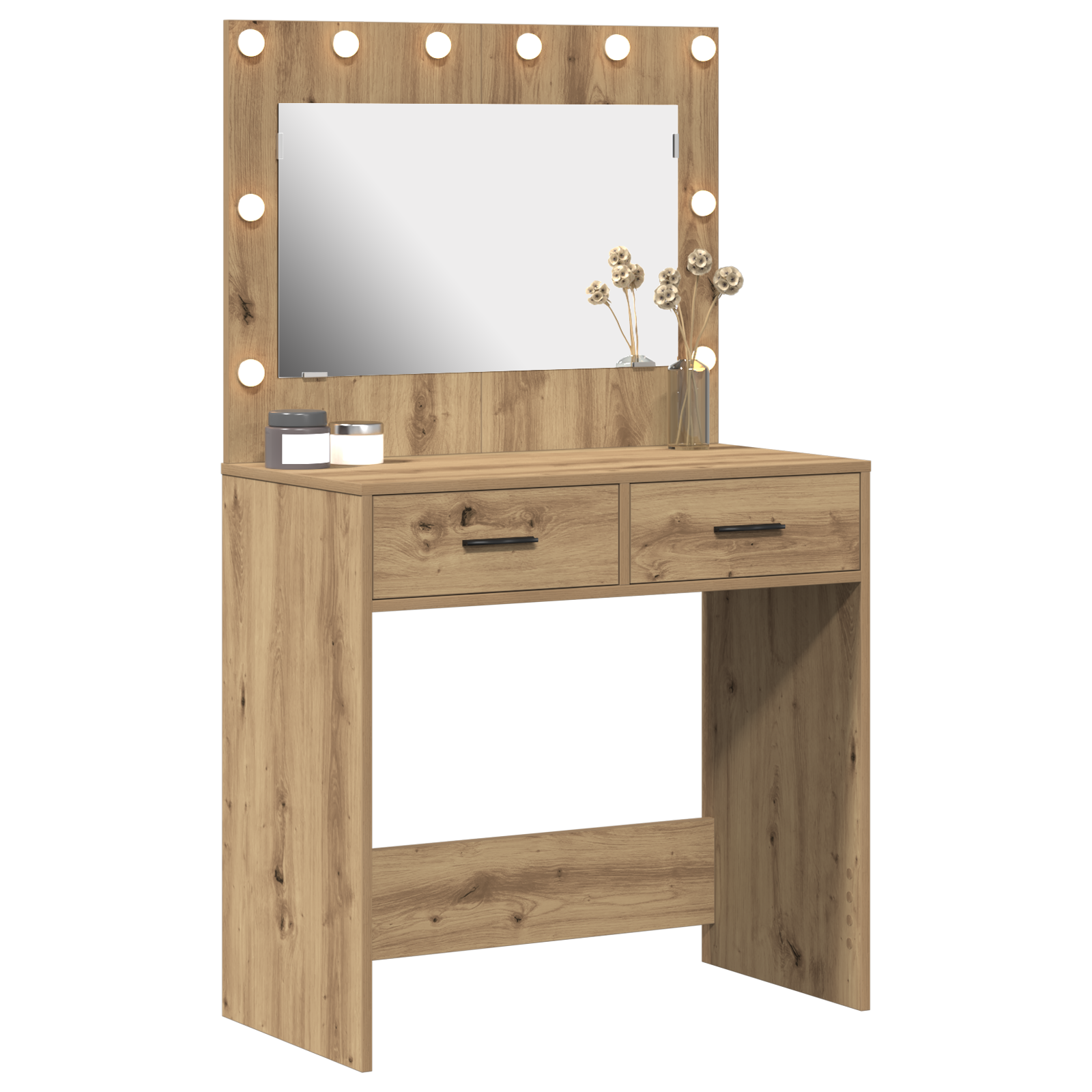 Dressing Table with LED Lights Artisan Oak 78.5x41x135 cm - Image 3