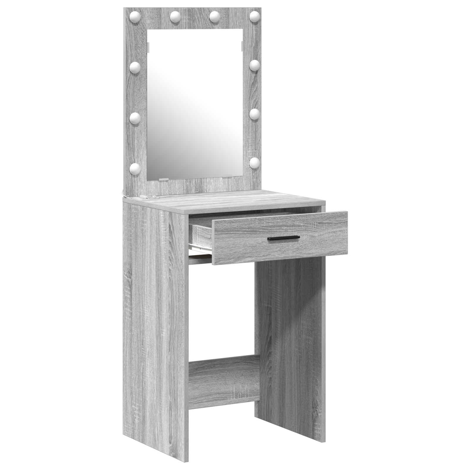 Dressing Table with LED Lights Grey Sonoma 50x41x135 cm - Image 4
