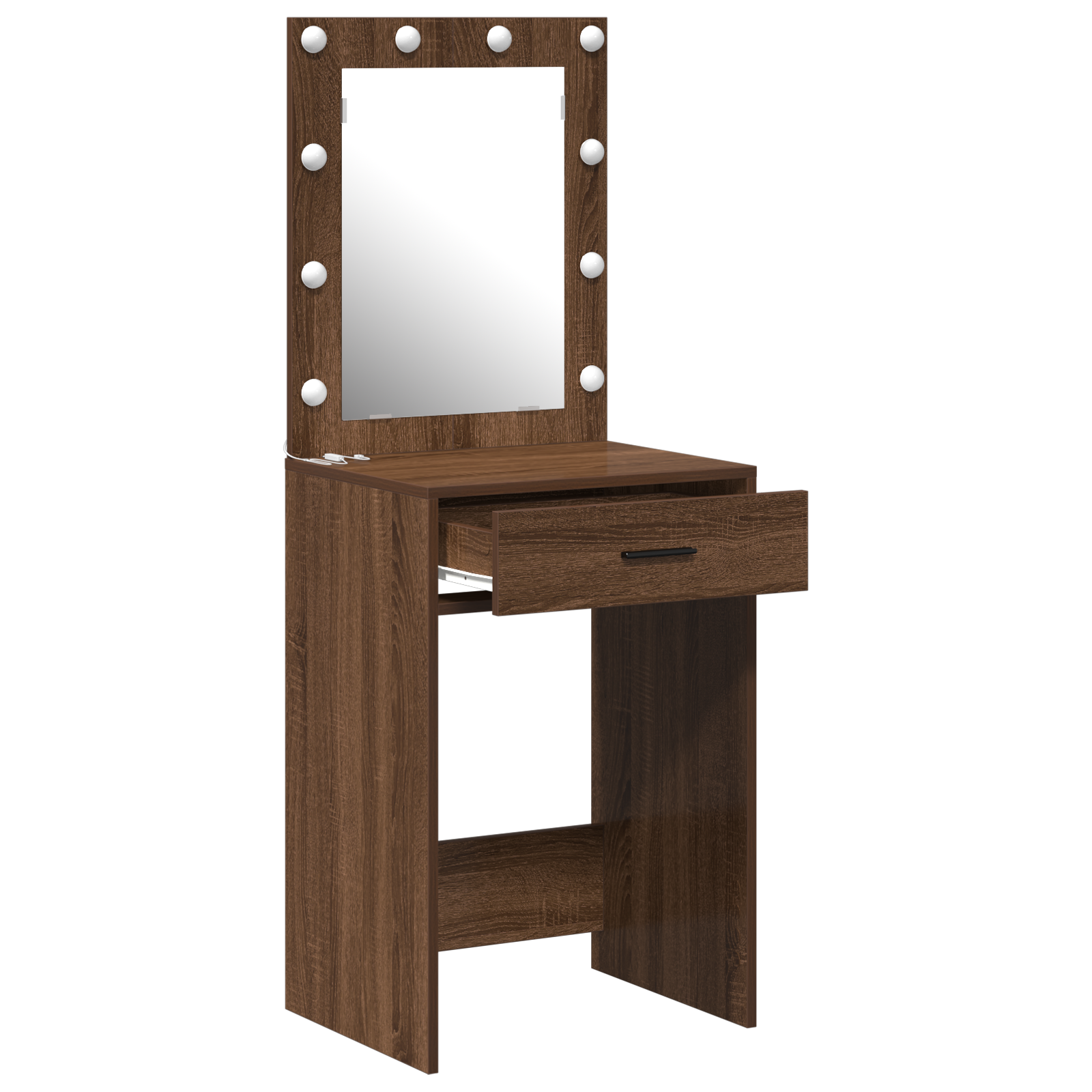 Dressing Table with LED Lights Brown Oak 50x41x135 cm - Image 4