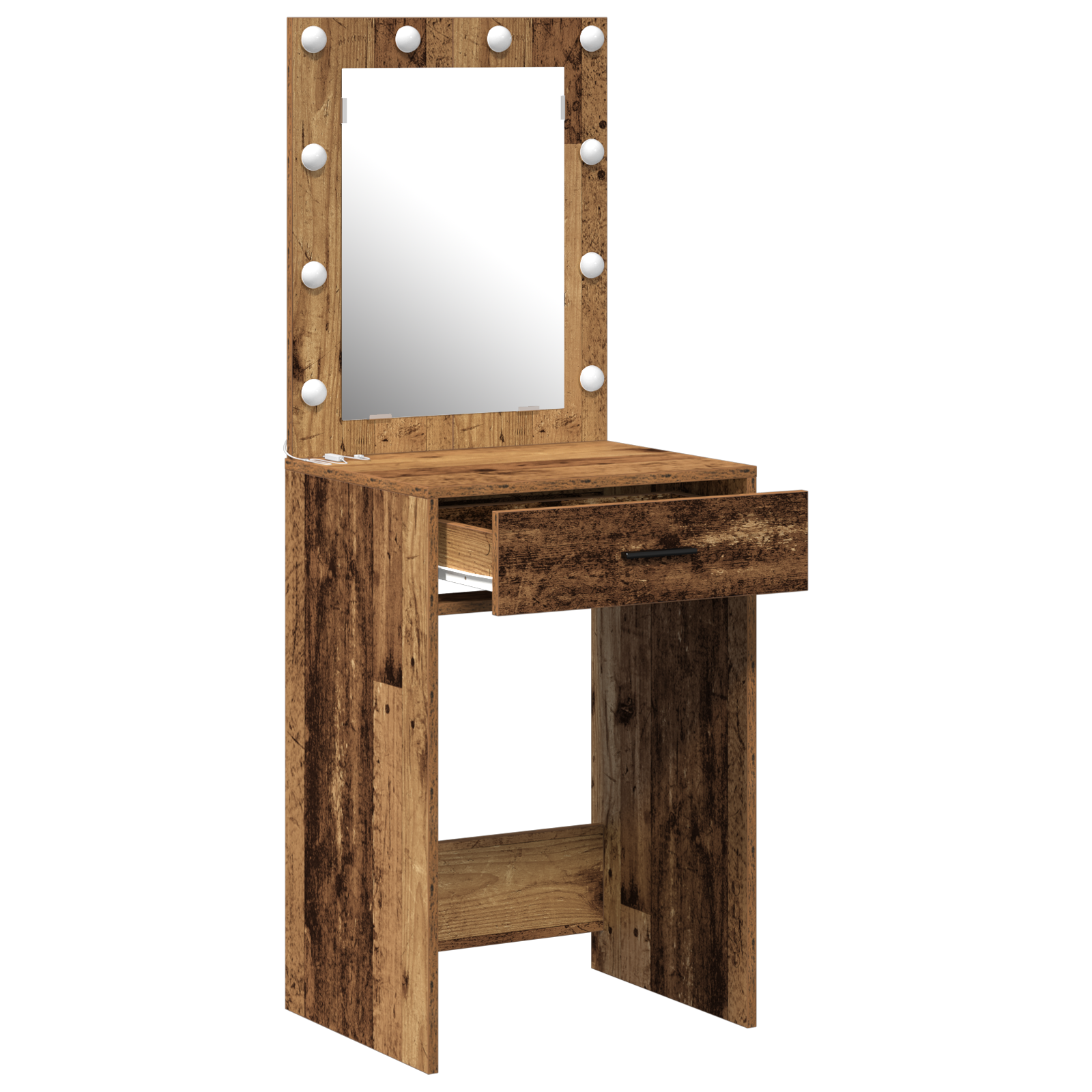 Dressing Table with LED Lights Old Wood 50x41x135 cm - Image 4