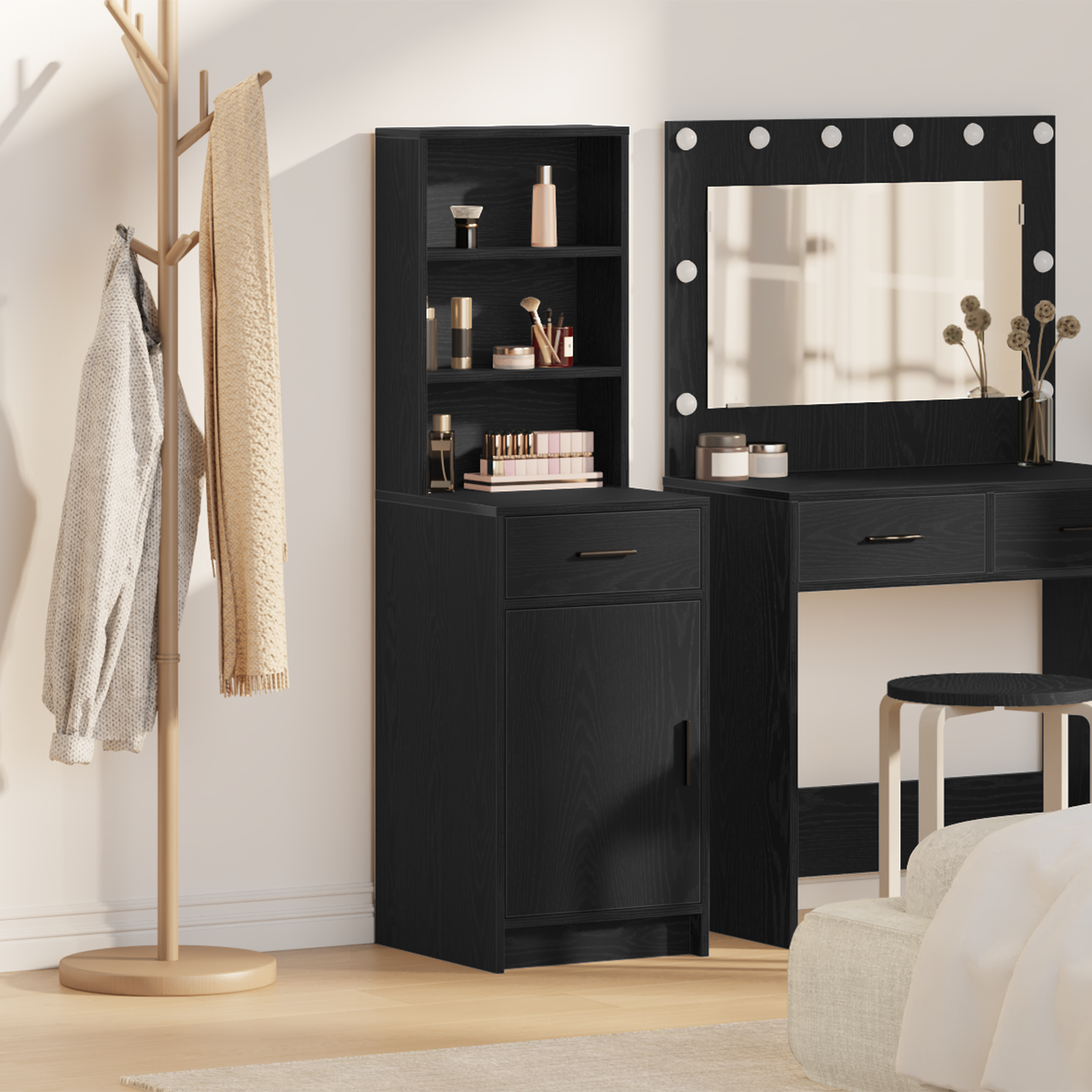 Highboard in Black Oak - 40x41x135 cm, Made from Engineered Wood