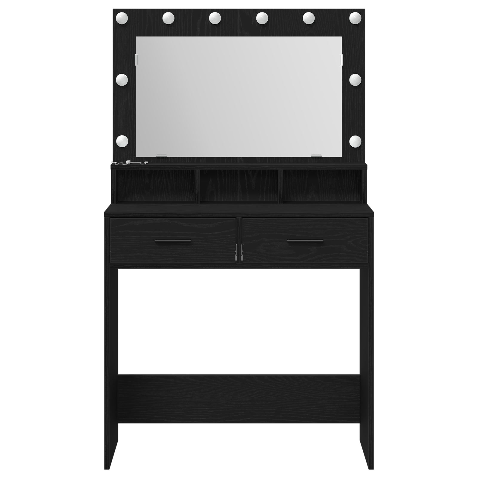 Black Oak MDF 79 x 41 x 135 cm Drawers Vanity Table - Image 5
