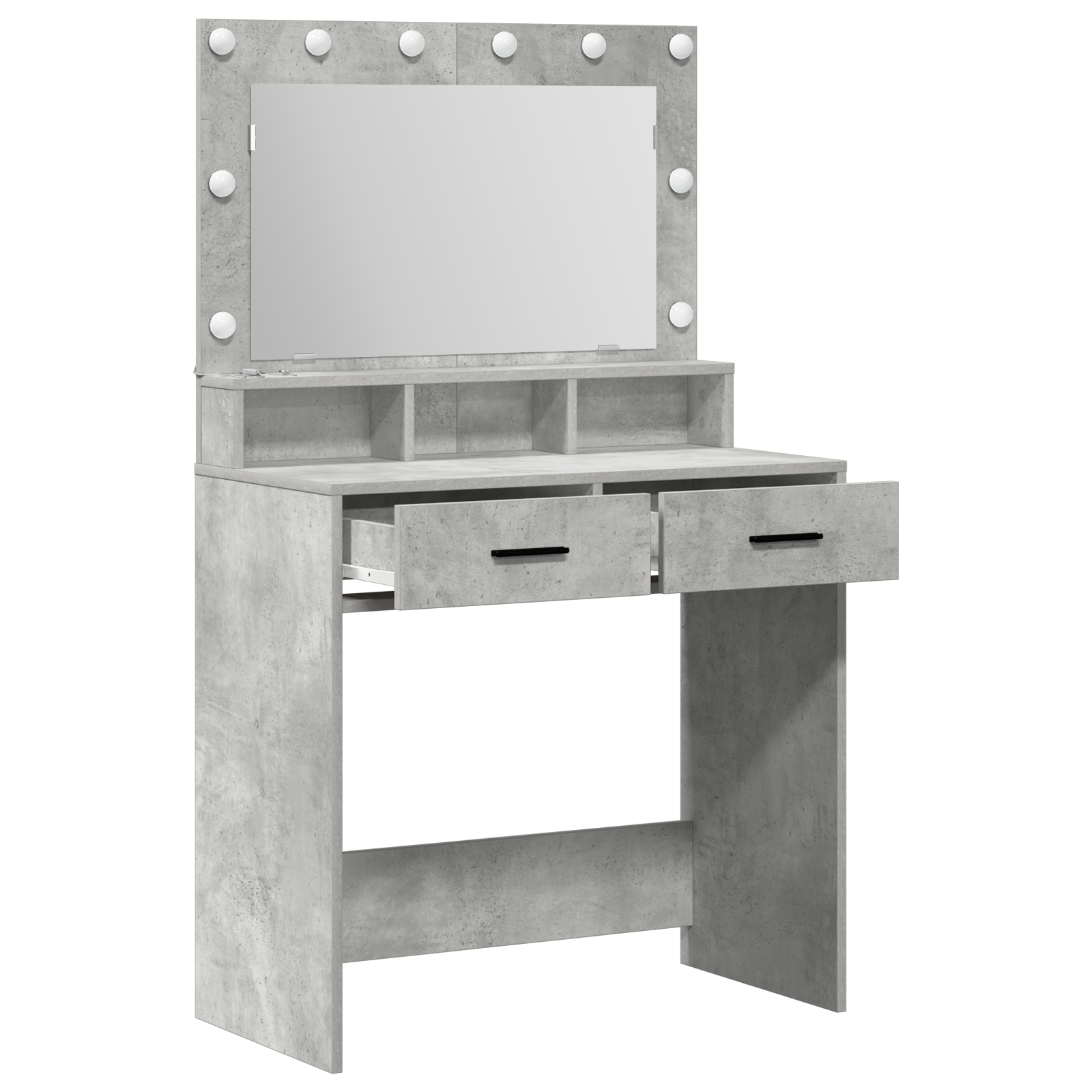 Dressing Table with LED Lights - Concrete Grey - 79x41x135 cm - Image 4