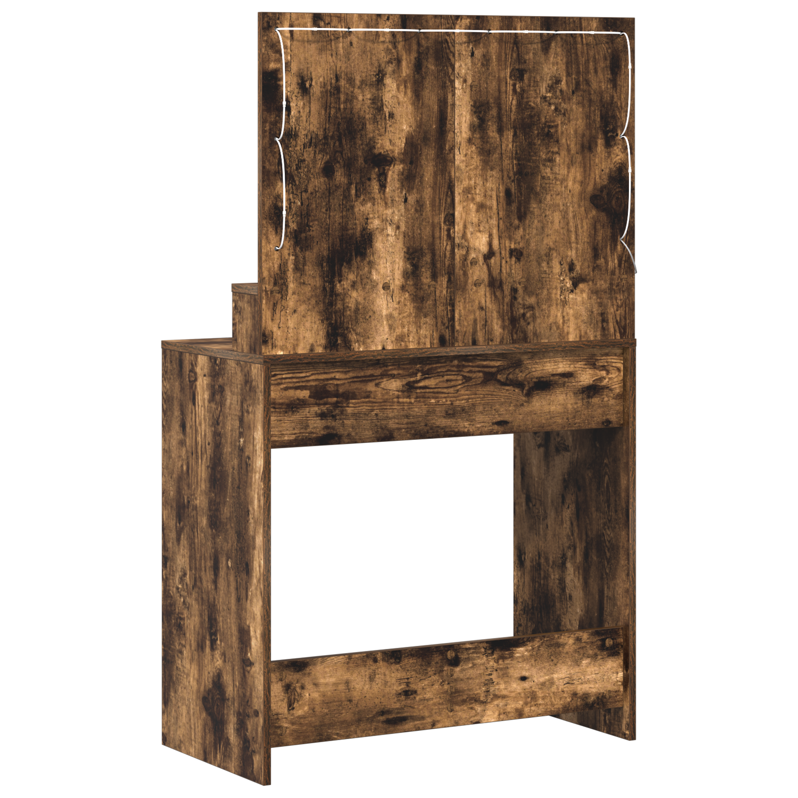 Makeup Table with LED Lights - Smoked Oak 79x41x135 cm - Image 7