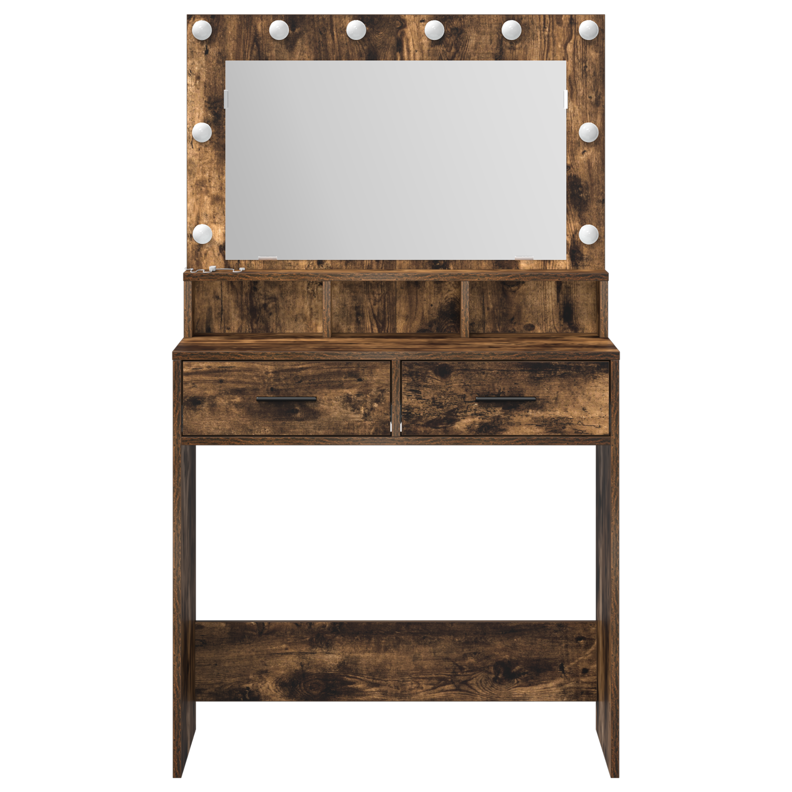 Makeup Table with LED Lights - Smoked Oak 79x41x135 cm - Image 5