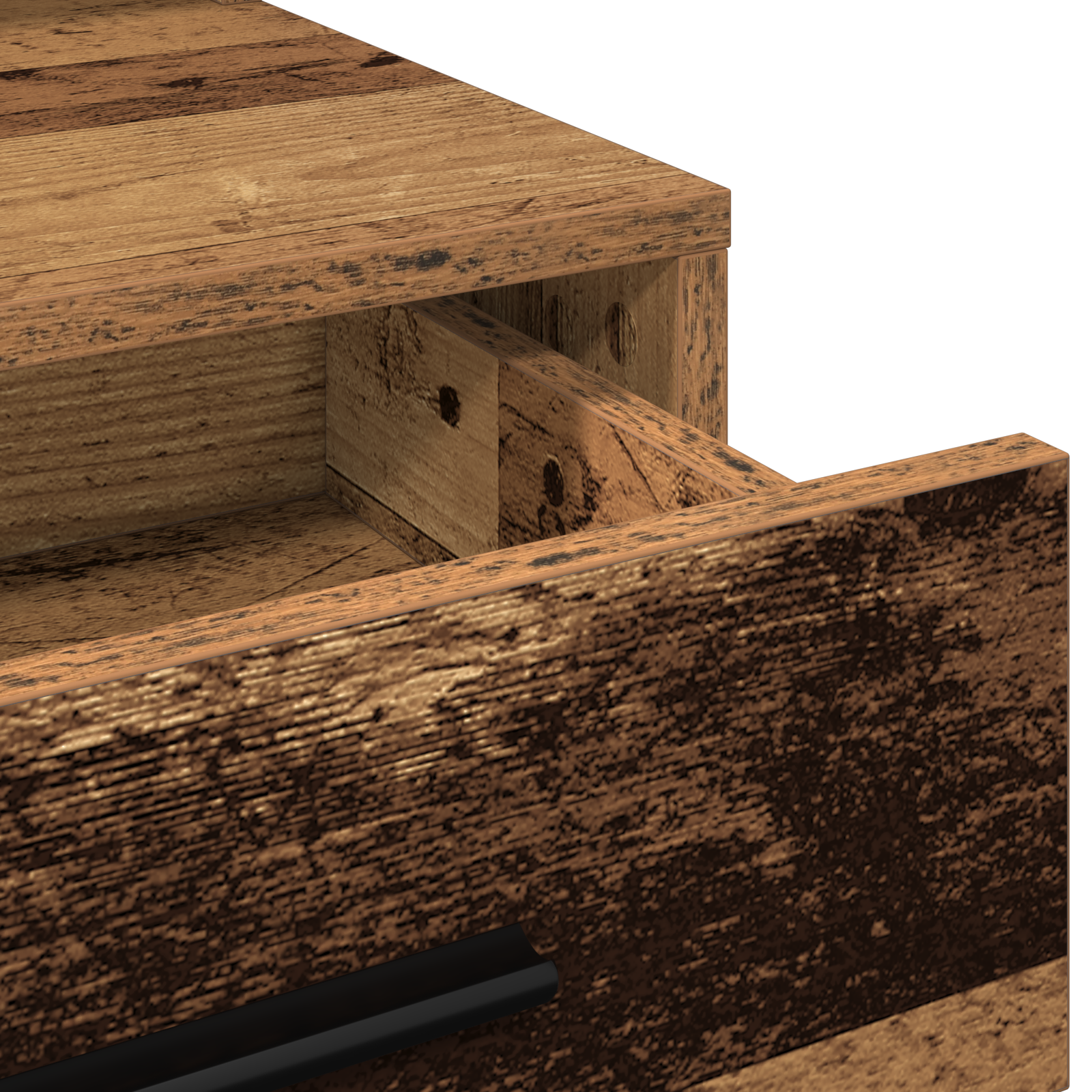 Dressing Table with LED Lights - Rustic Wood - 79x41x135 cm - Image 8