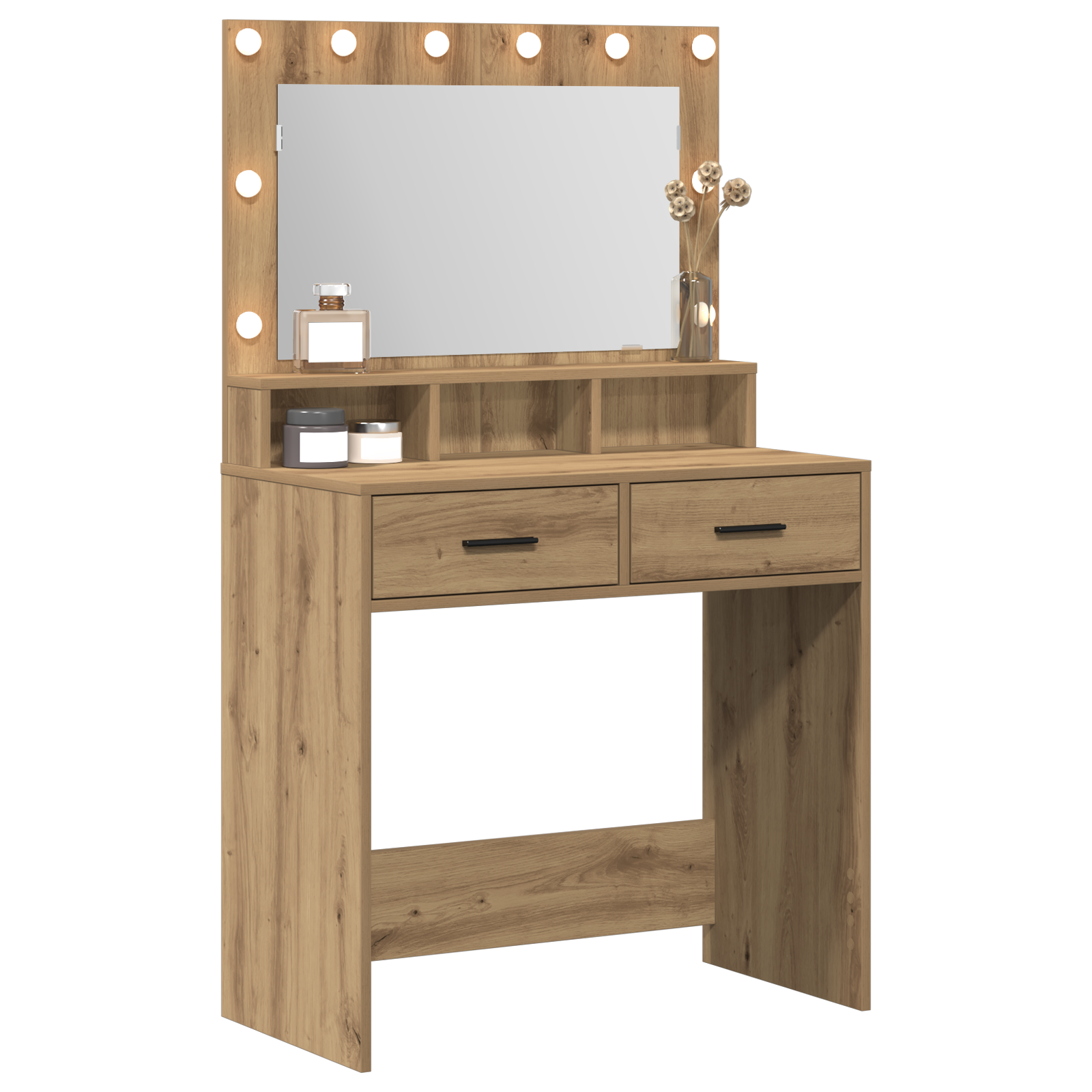 Dressing Table with LED Lights Artisan Oak 79x41x135 cm - Image 3