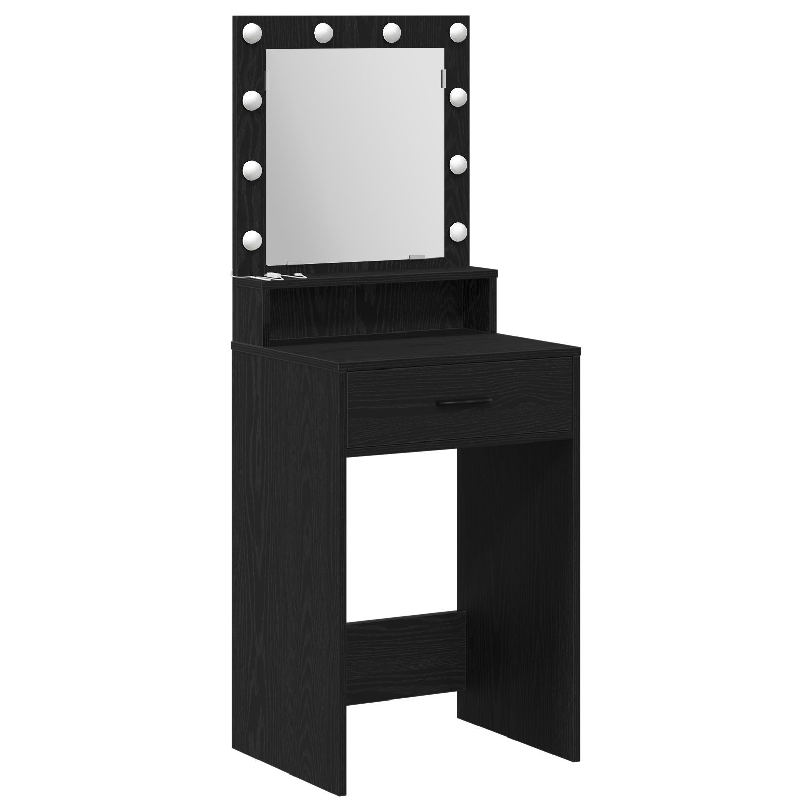 Makeup Table with LED Lights - Black Oak, 50x41x135 cm - Image 2